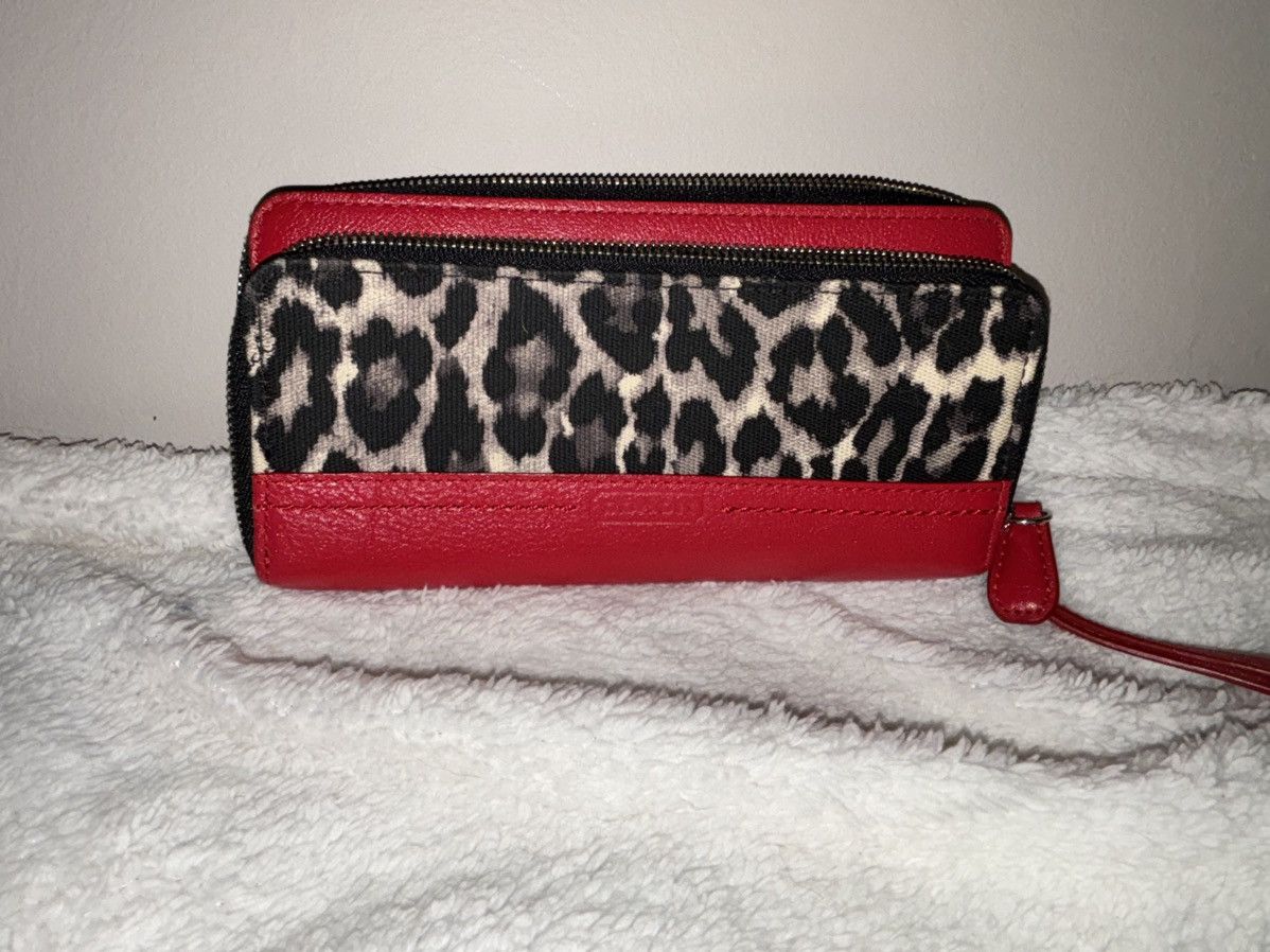 image of Coach Double Zip Wallet in Red, Women's