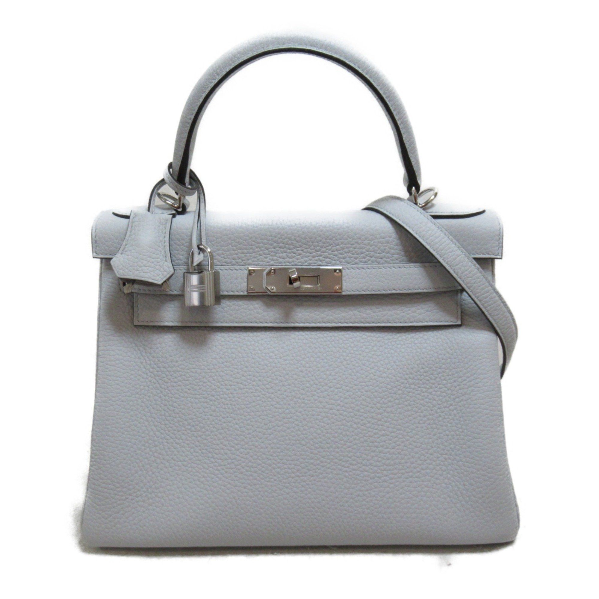image of Hermes Kelly 28 Inner Sewn Handbag Blue Taurillon Clemence Leather, Women's