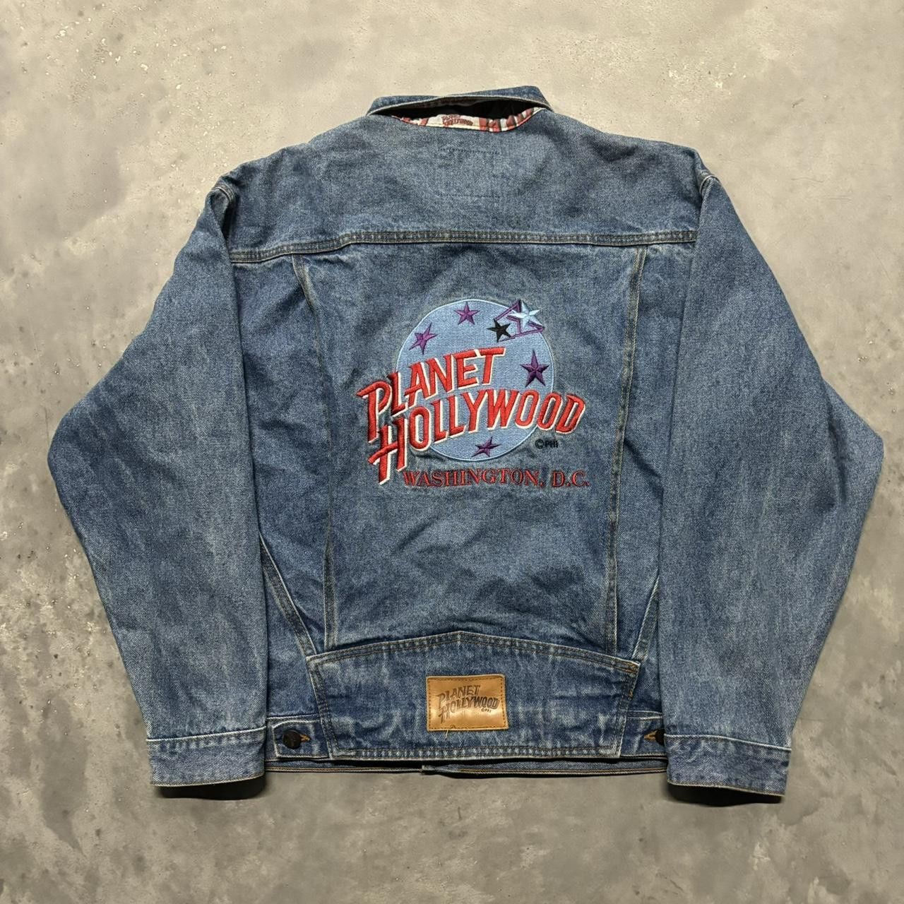 Planet Hollywood × Vintage Crazy Vintage 90s Planet Hollywood Embroidered Denim Jean Jacket! Size US M / EU 48-50 / 2 - 1 Thumbnail