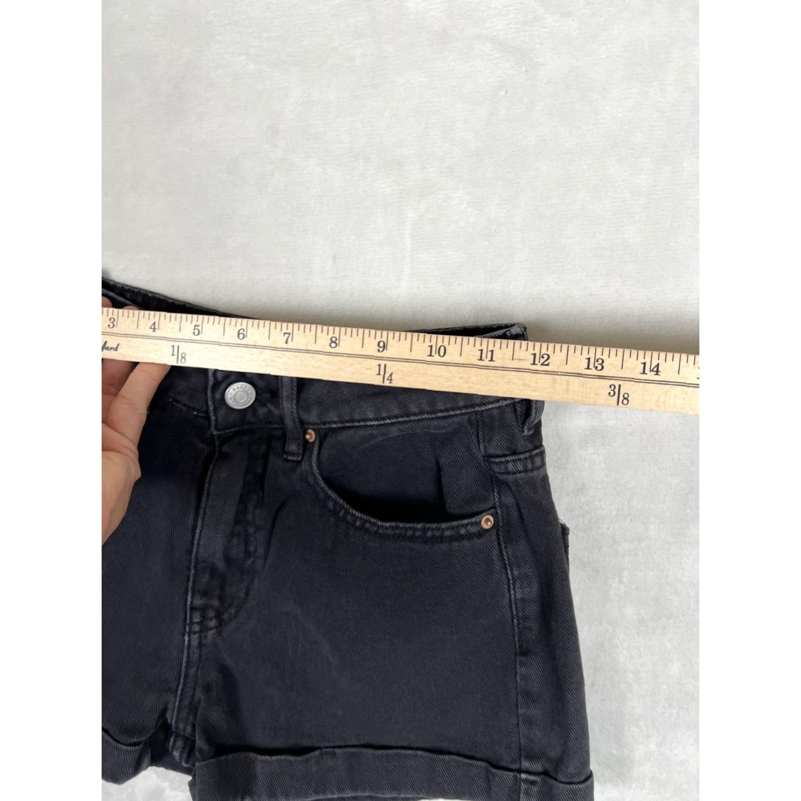 Pacsun PacSun Womens Black Mom Short Denim Jean Shorts High Rise Cuffed Casual 23 Heritage: Vintage No Size 40" / US 18 - 3 Thumbnail