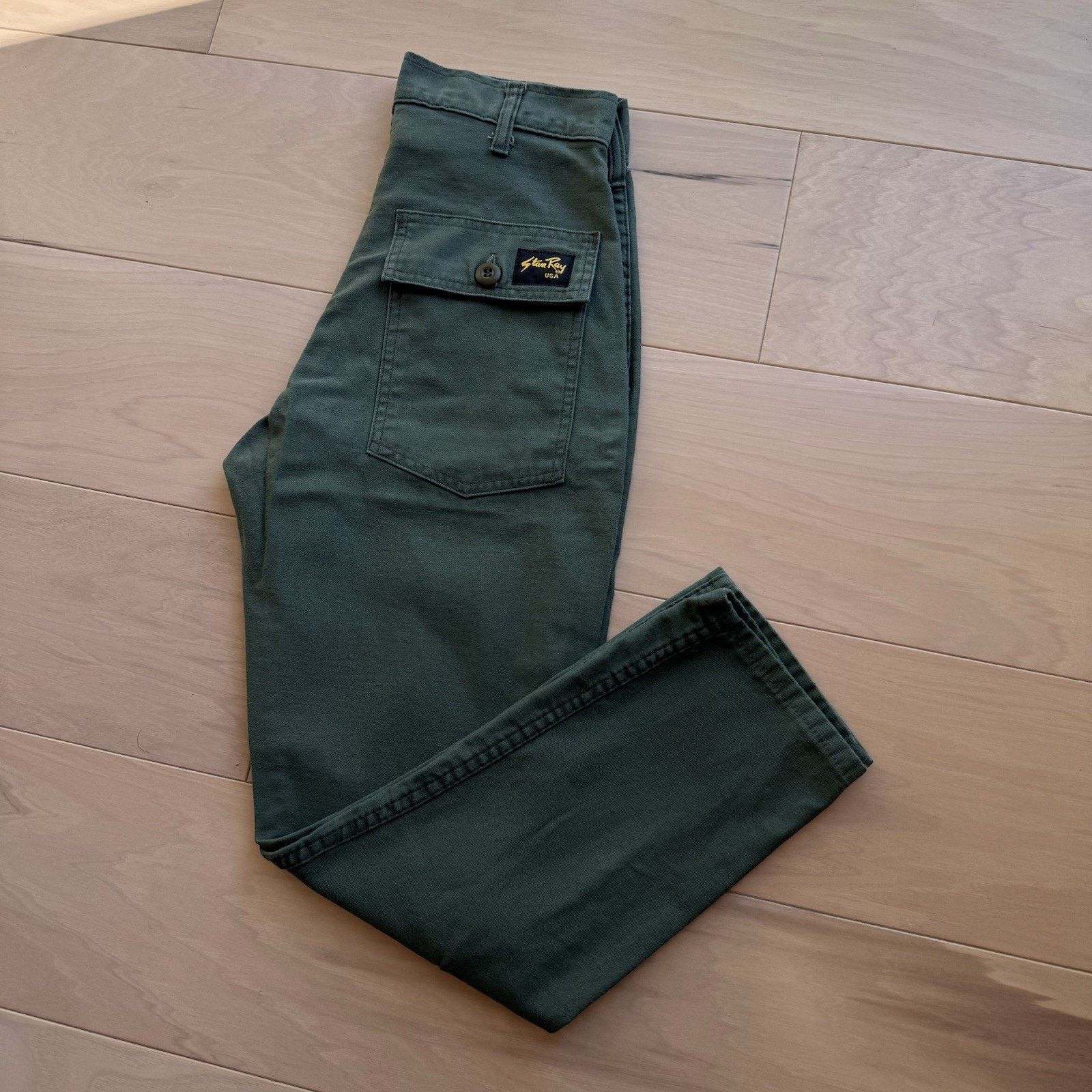 Stan Ray × Vintage Vintage Stan Ray Field Pants 26 Green 90s Army Military Size US 26 / EU 42 - 9 Thumbnail