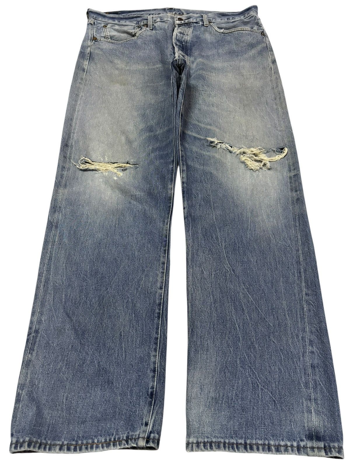 Levi's Vtg 90s Levis 501 Big E Selvedge Distressed Jeans Size US 38 / EU 54 - 2 Thumbnail