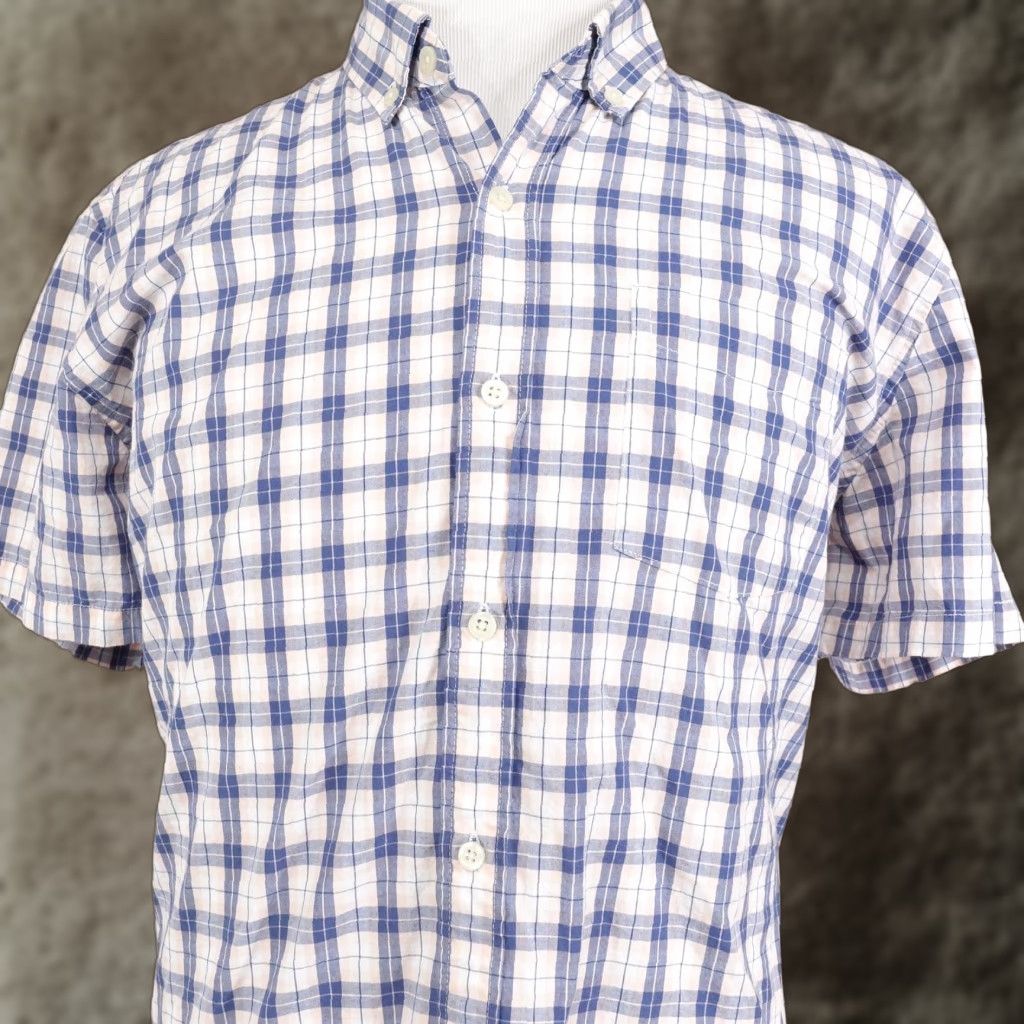 Gap Gap Shirt XL Mens Blue Plaid Short Sleeve Button-Down Cotton Casual Button-Up Regular Fit Pocketed Size US XL / EU 56 / 4 - 1 Thumbnail