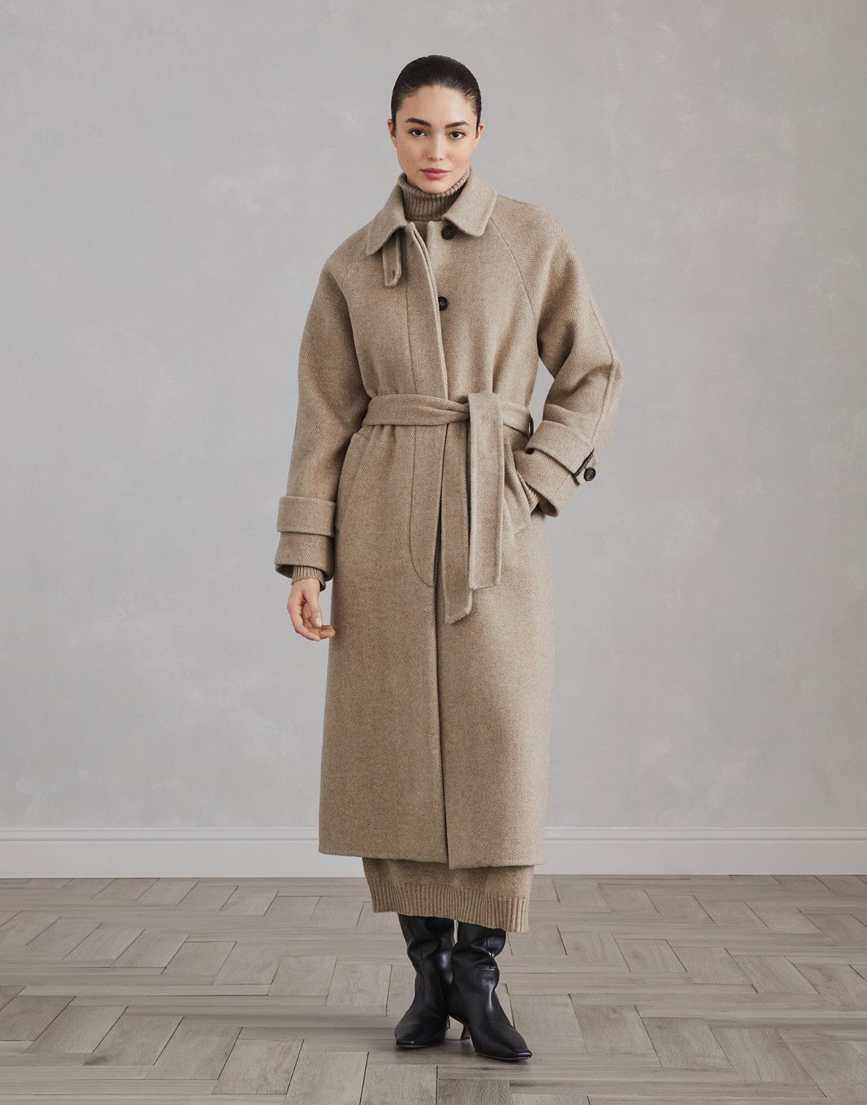 Brunello Cucinelli o1la1rc1a1025 Overcoat in Beige Size L / US 10 / IT 46 - 3 Thumbnail