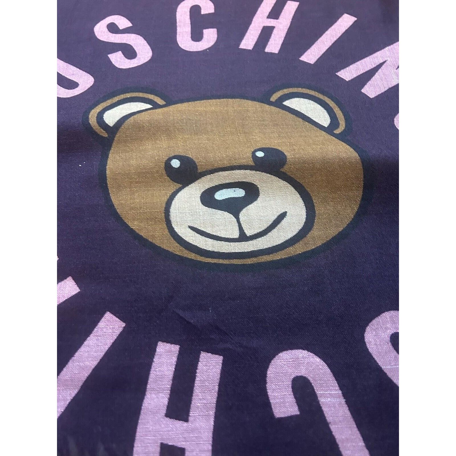 Moschino MOSCHINO Brown & Pink Logo Rect Wool Blend Scarf Itlay 71’’- Size ONE SIZE - 2 Thumbnail