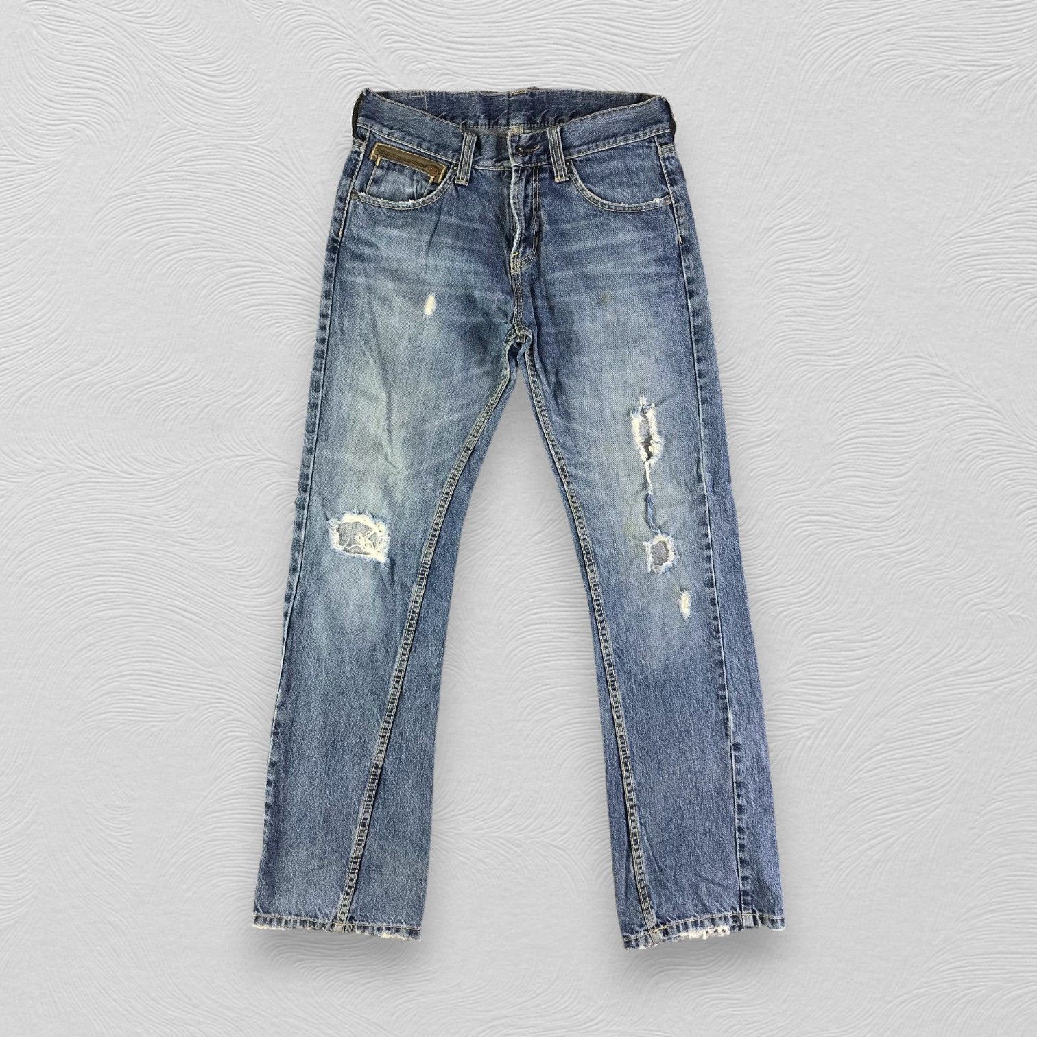 Japanese Brand Japanese Famock Jeans Distressed Denim KJ2497 Size US 31 - 1 Thumbnail