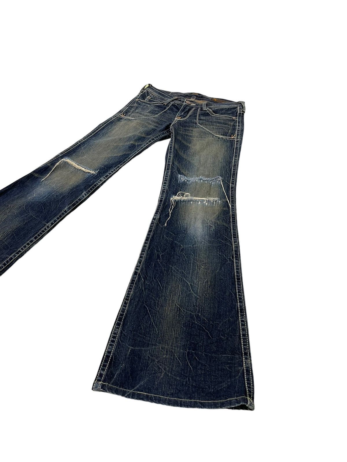 Japanese Brand Flare Jeans Brappers Japan Distres Low Rise Bell Bottom 7🟦1 Size US 28 / EU 44 - 3 Thumbnail