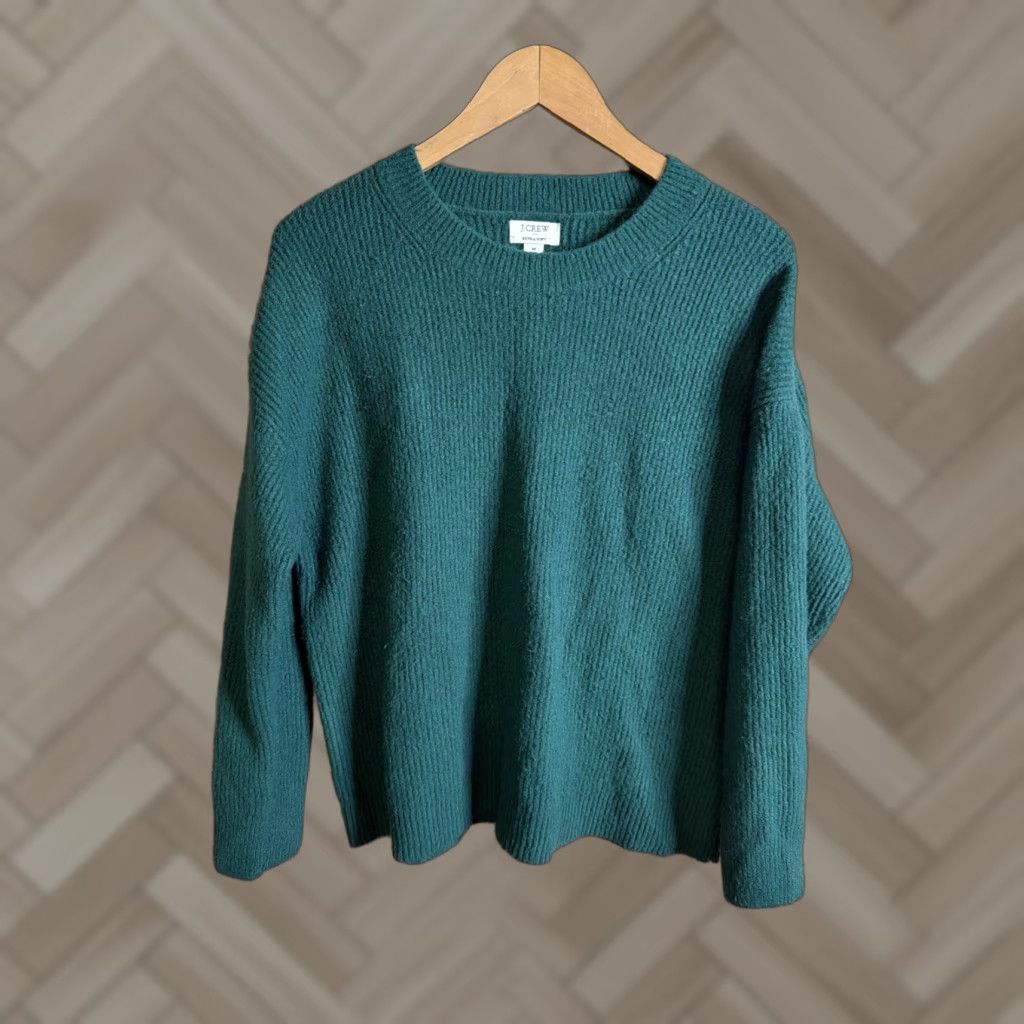 J.Crew J. Crew Sweater Women M Green Wool Blend Crew Neck Casual Pullover Lightweight Stretch Regular 90s? Size M / US 6-8 / IT 42-44 - 1 Thumbnail