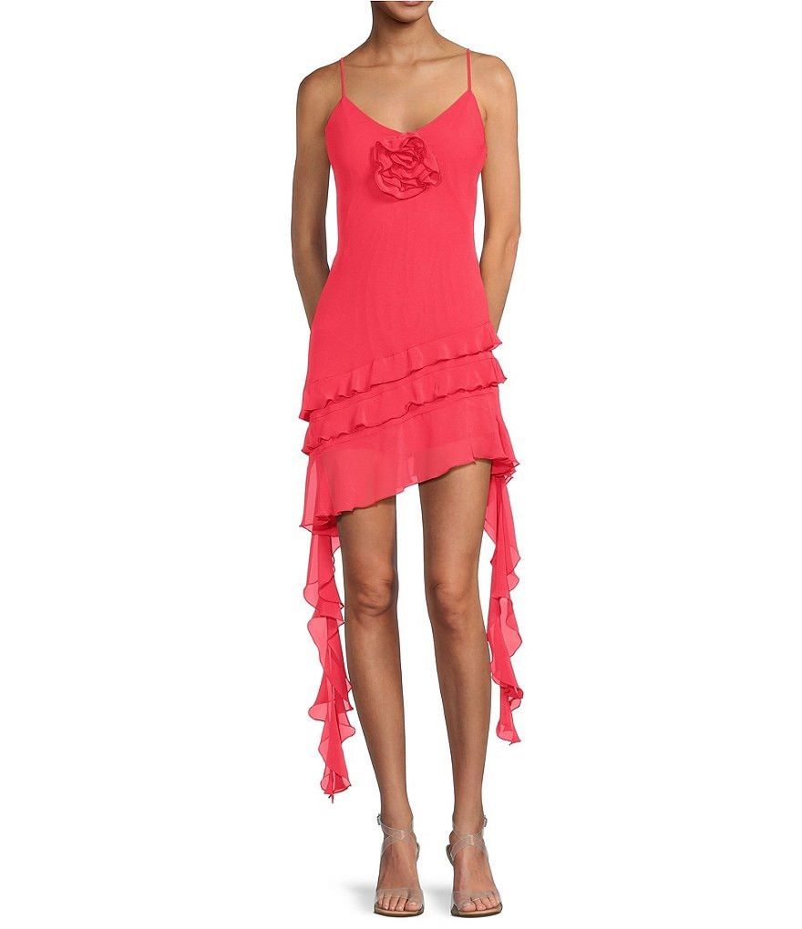 Designer Belle Rosette Sweetheart Neck Sleeveless Ruffle Mini Dress Size S / US 4 / IT 40 - 1 Thumbnail