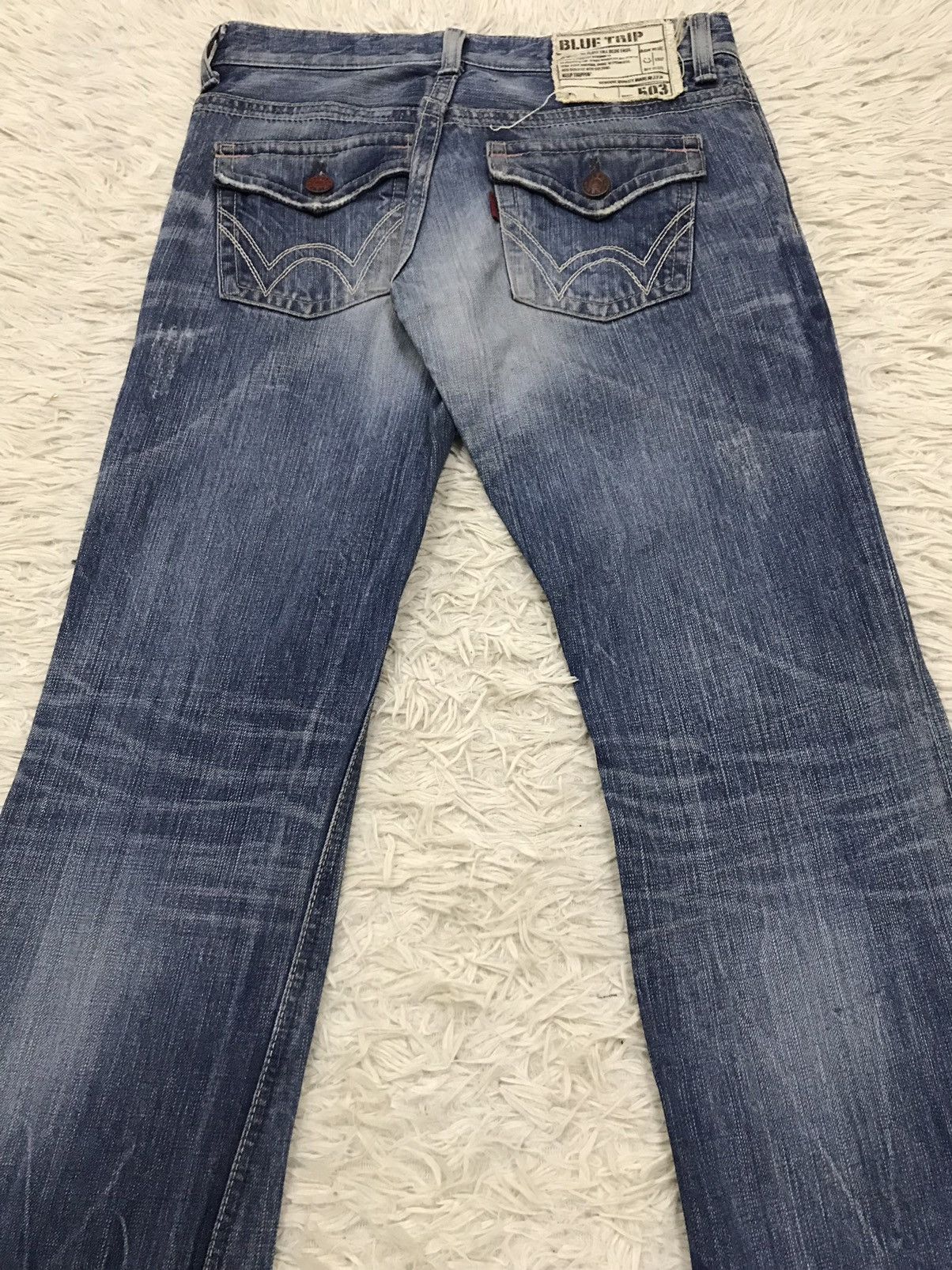 Edwin Vintage Edwin Lot 503 Bluetrip Distressed Design Flare Jeans Size US 30 / EU 46 - 3 Thumbnail