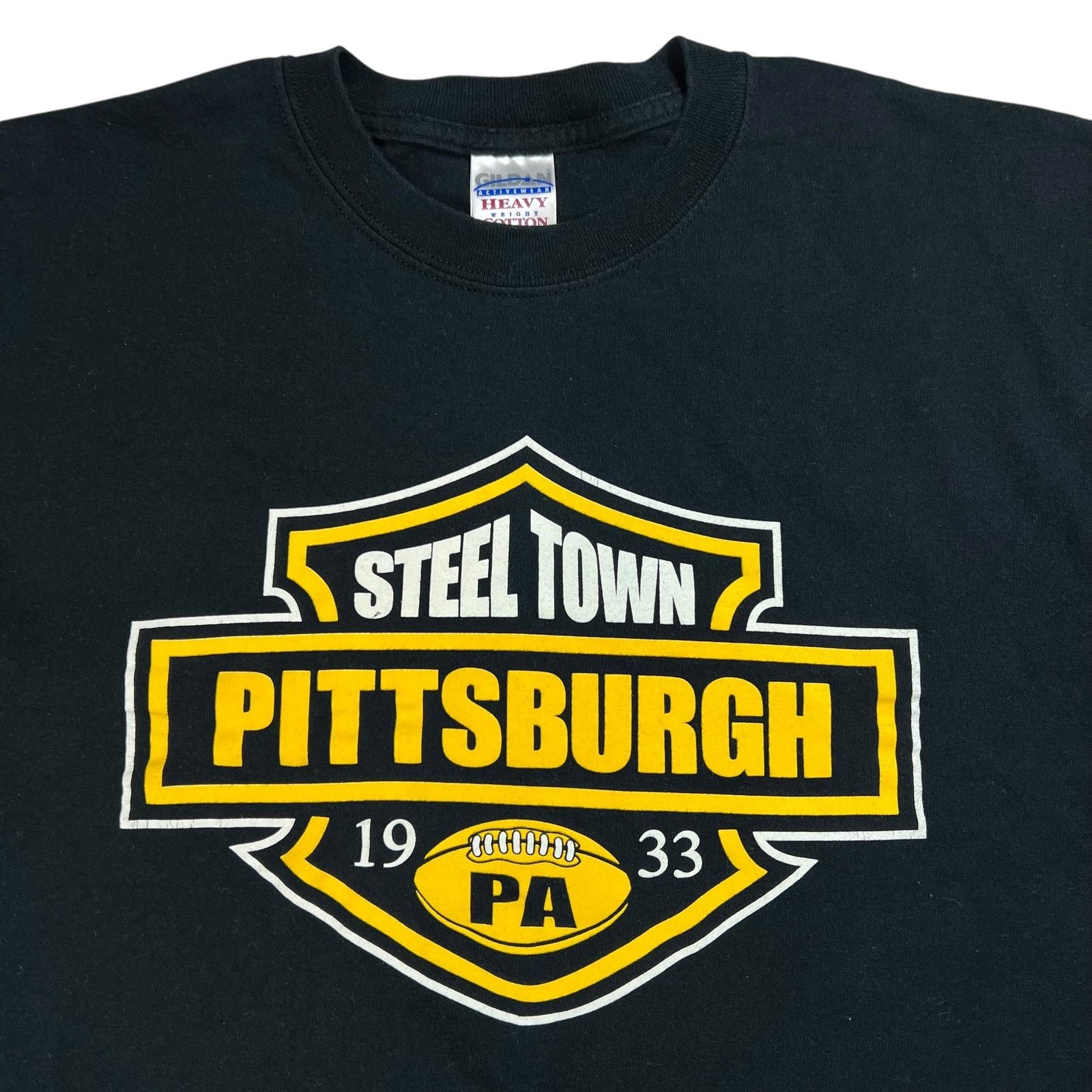 Gildan × Vintage Vintage Y2K Pittsburgh Steel Town Harley parody tee (M) Size US M / EU 48-50 / 2 - 2 Thumbnail