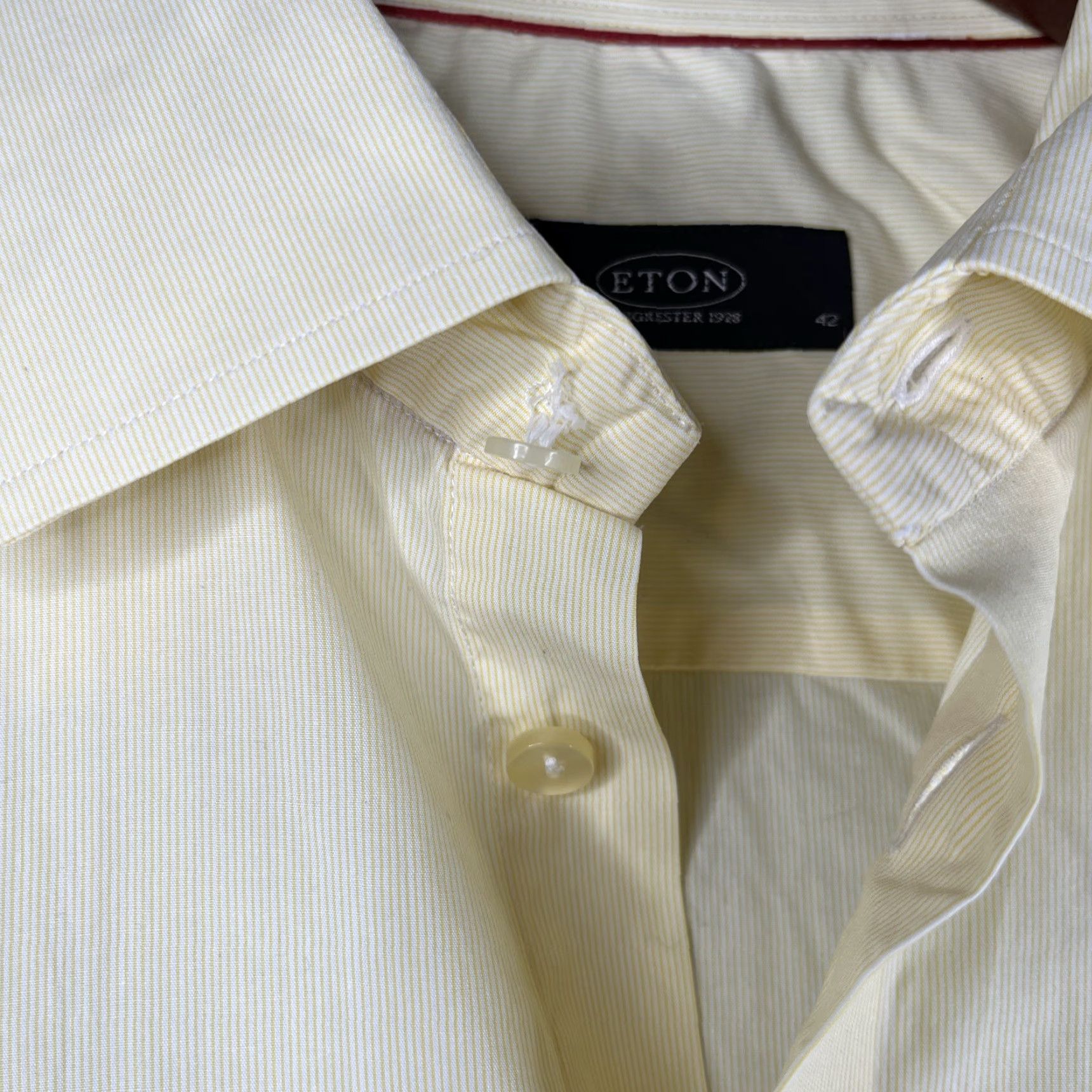 Eton Eton Ganghester Shirt 42 Mens Yellow Striped Button-Up Long Sleeve Cotton Woven Classic Casual Size US XL / EU 56 / 4 - 5 Thumbnail
