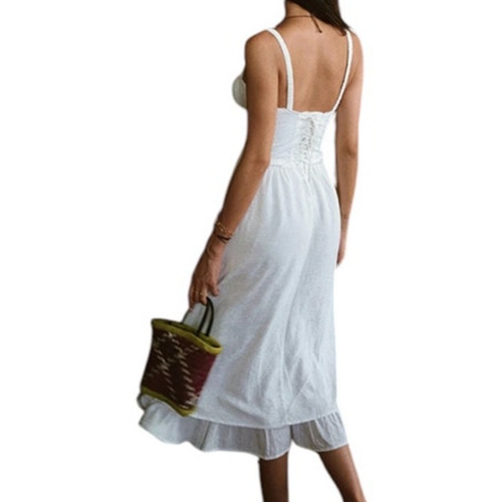Other Commense Pink Ruffle Hem Cami Plain Sleeveless Midi Dress Size S / US 4 / IT 40 - 3 Thumbnail