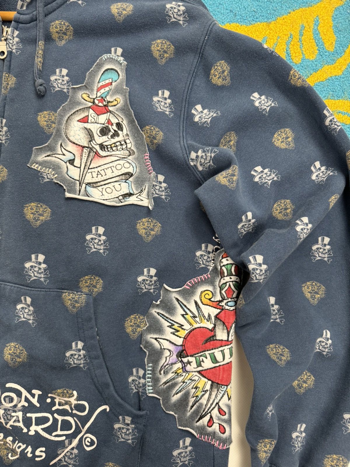 Ed Hardy Vintage Y2K Ed Hardy Monogram Patch Graphic Multilogo Hoodie Size US L / EU 52-54 / 3 - 8 Thumbnail