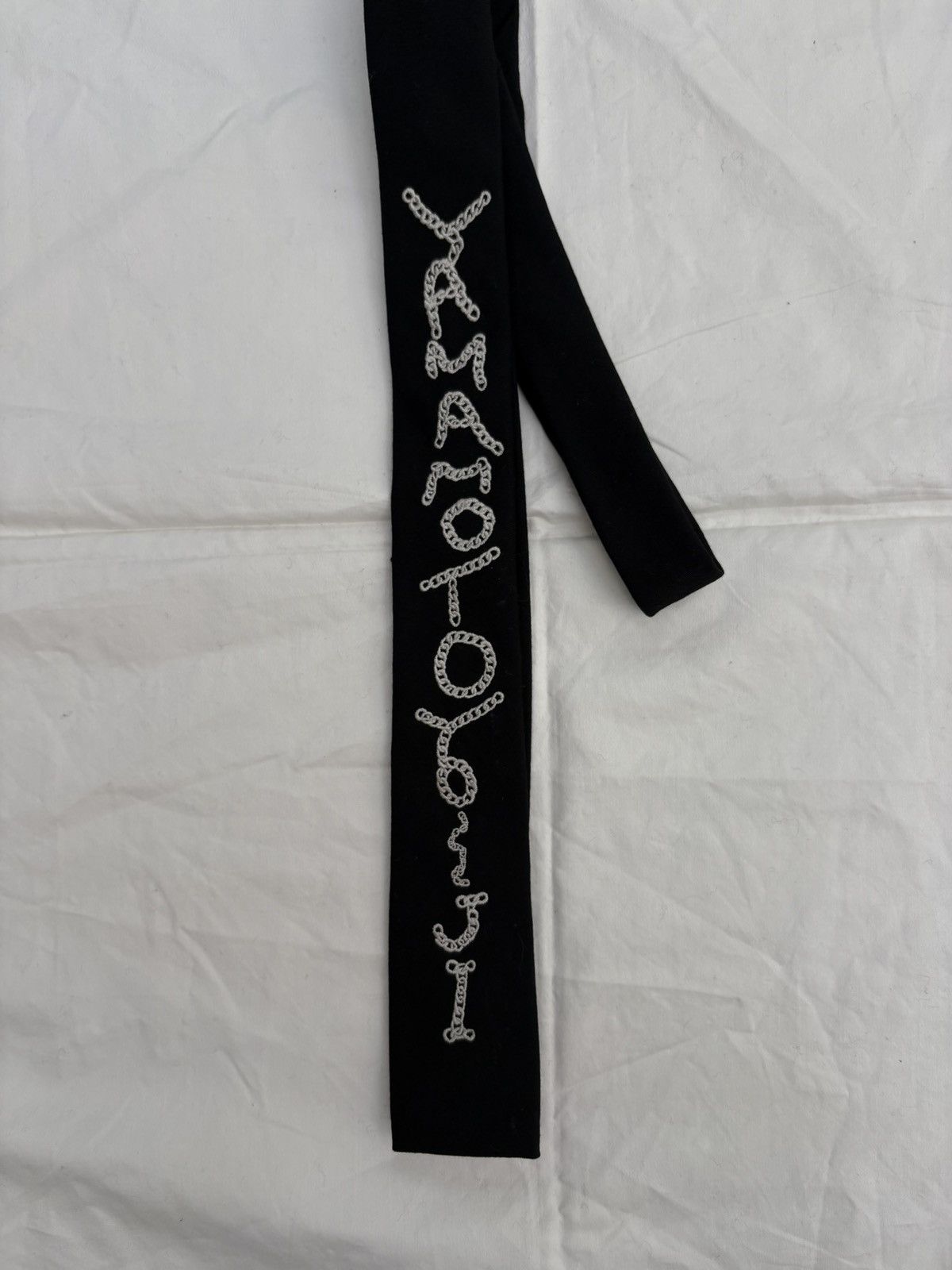 Yohji Yamamoto B Yohji Yamamoto chainstitched square wool tie Size ONE SIZE - 2 Thumbnail
