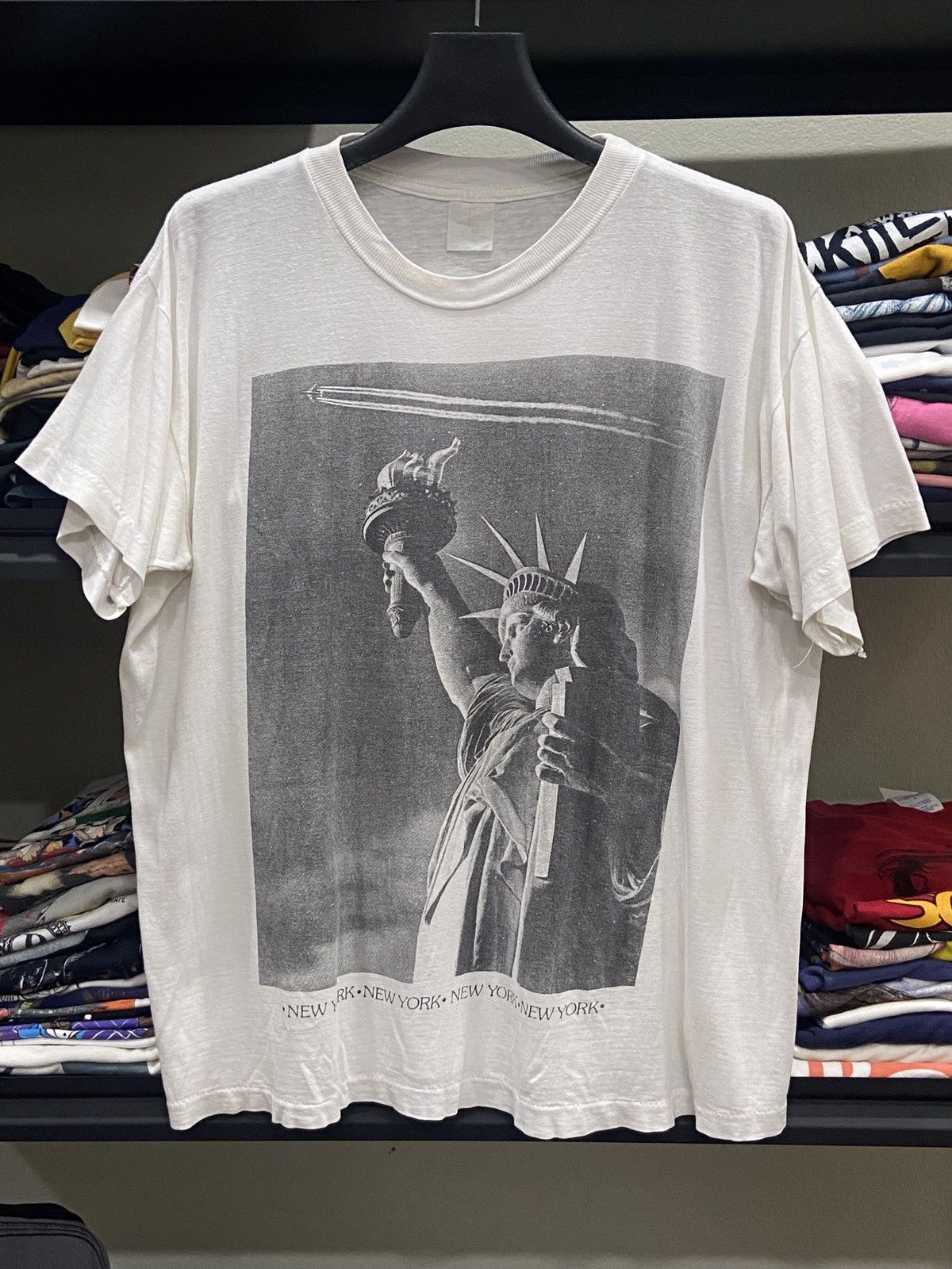 Band Tees × Vintage Vintage 80s 90s Statue of Liberty New york Rock TShirt Size US XL / EU 56 / 4 - 1 Thumbnail