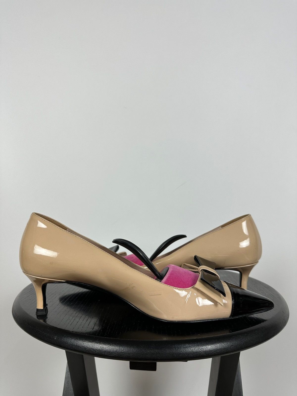 Miu Miu Miu Miu Patent Leather Bow Kitten Heels Size US 6 / IT 36 - 8 Thumbnail