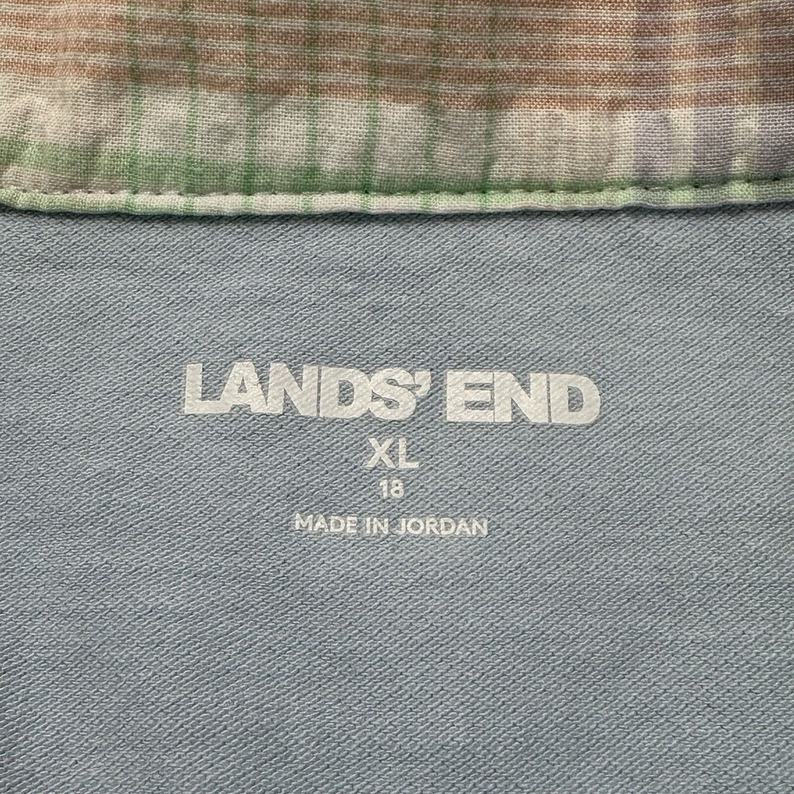 Lands' End Lands' End XL Light Blue Plaid Collared Polo Shirt Dress Size XL / US 12-14 / IT 48-50 - 3 Thumbnail