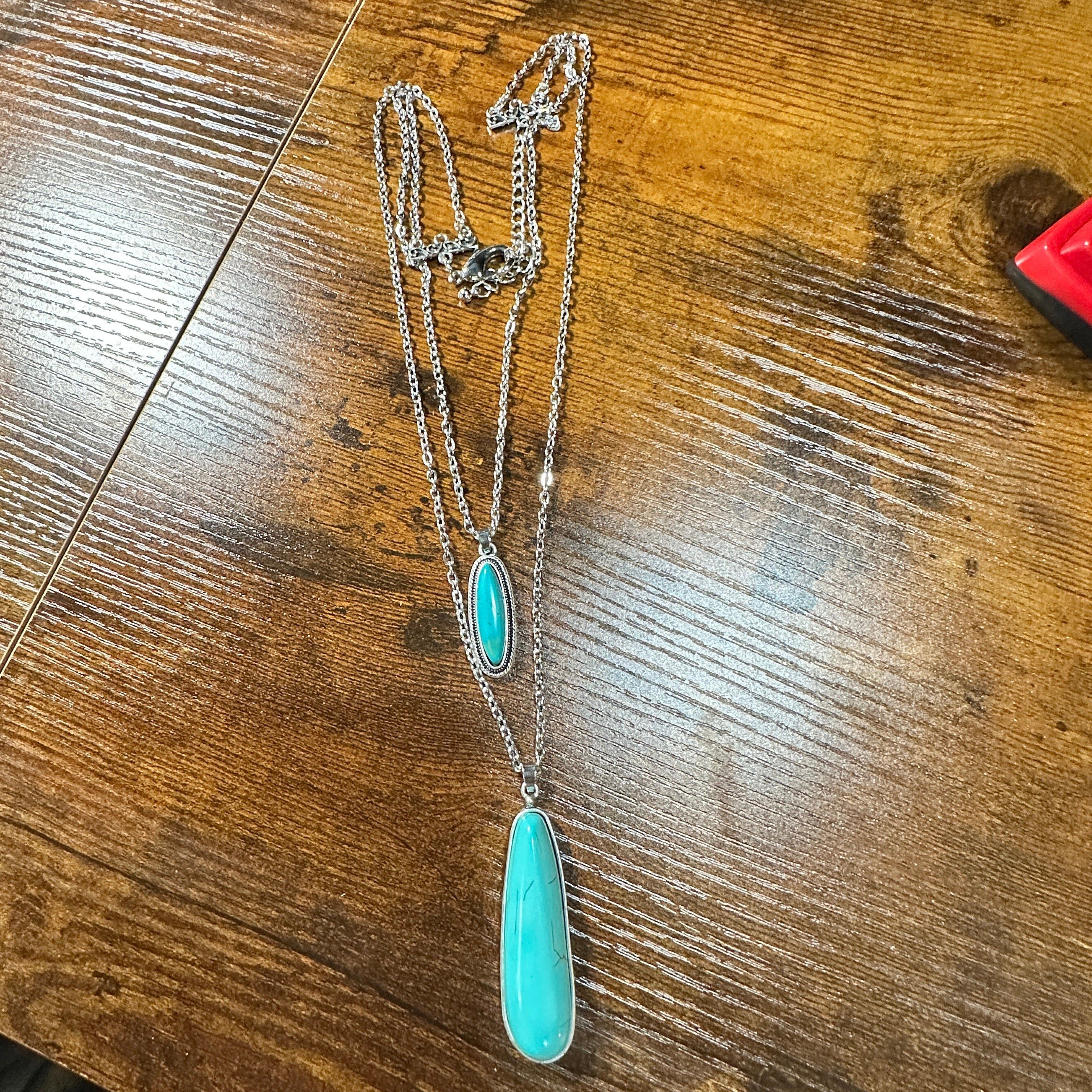 Other Chain Turquoise Necklace Pendant- Elegant 2-Strand Design Size ONE SIZE - 5 Thumbnail