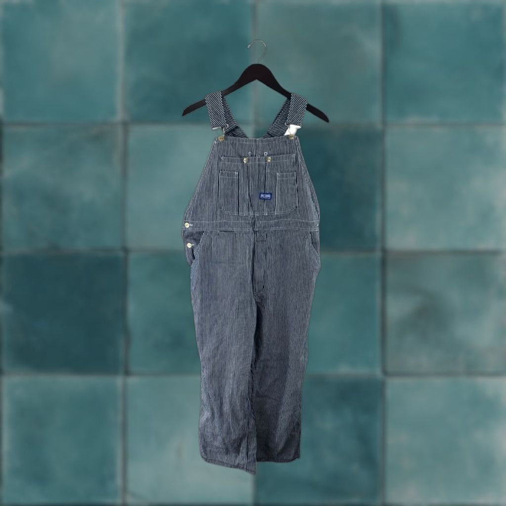 Vintage VINTAGE Big Smith Overalls Shirt Mens 38x30 Blue Striped 2010s Denim Conductor Bib Pants Size US 38 / EU 54 - 1 Thumbnail