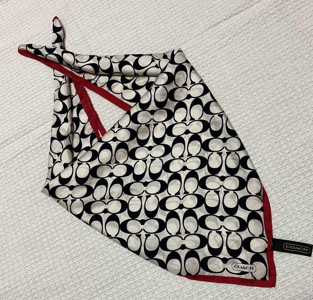 Coach Rare‼️🔥COACH Monogram Silk Square Scarf Red Border Size ONE SIZE - 2 Thumbnail