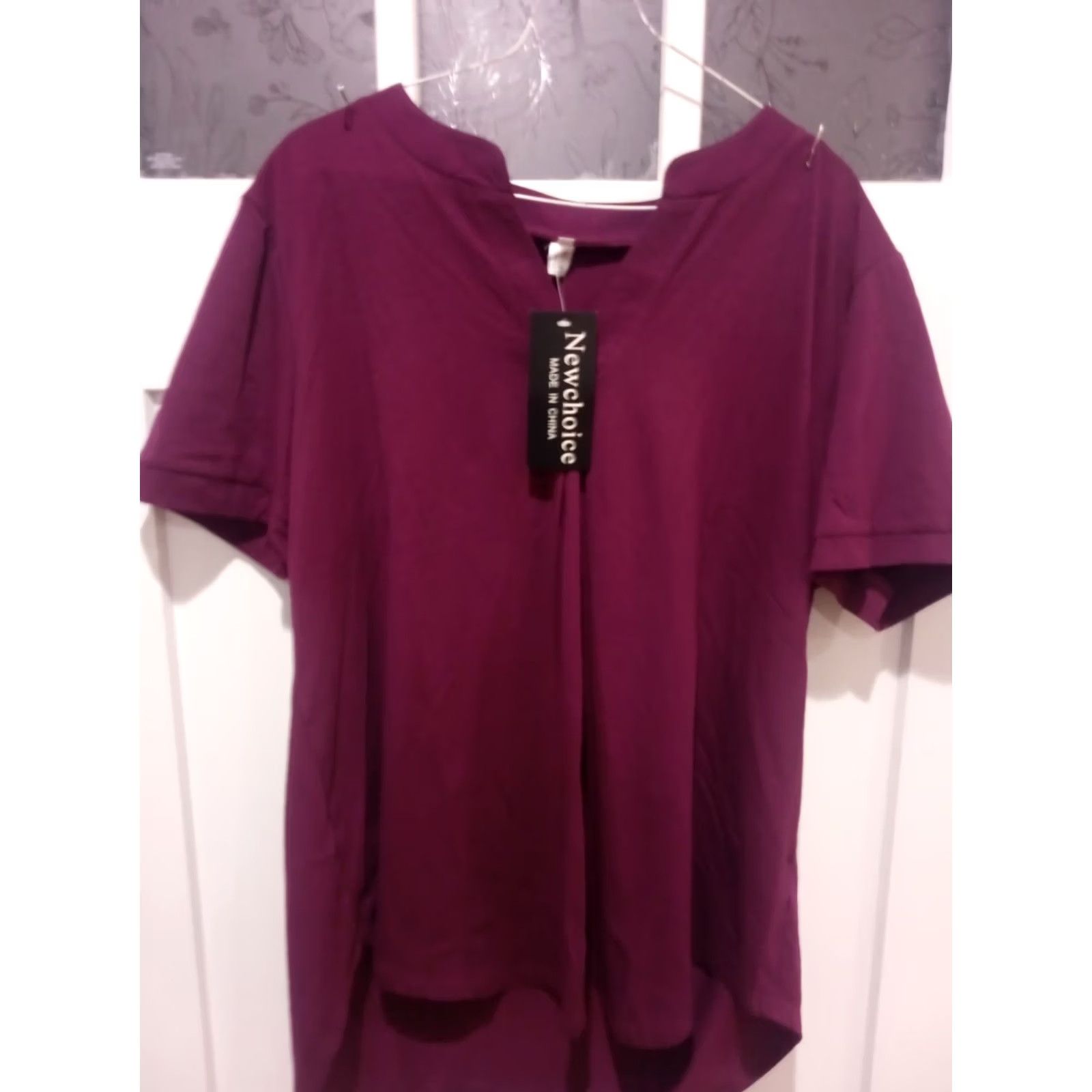 Vintage Newchoice Women Purple Short Sleeve Henley NWT XL Shirt M Size 32" / US 10 / IT 46 - 2 Thumbnail