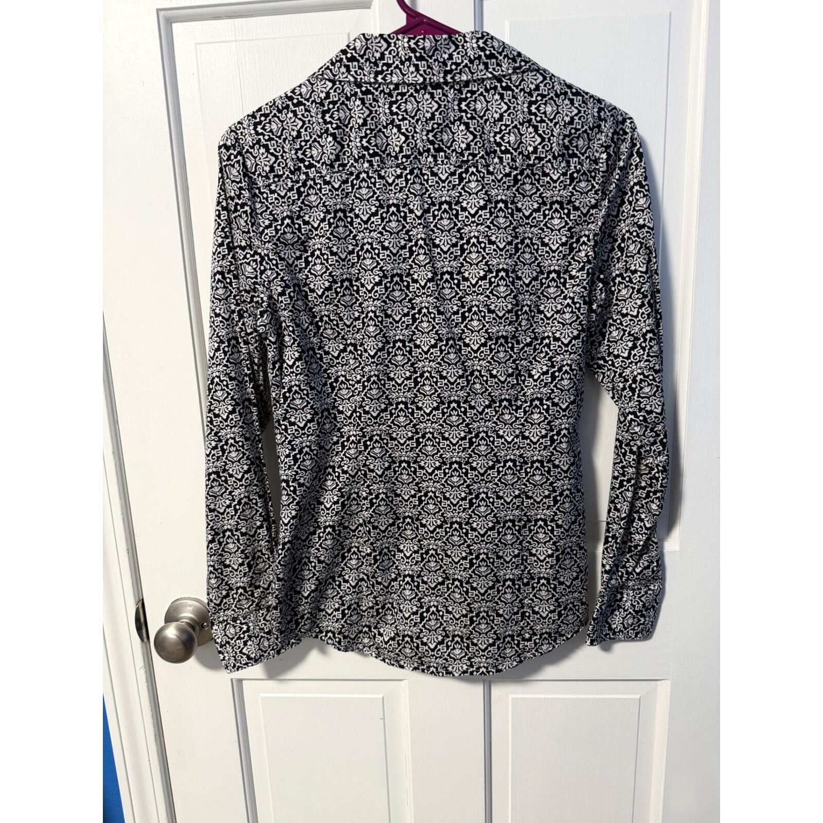 Tommy Hilfiger Tommy Hilfiger Button Down Womens Small Black White Damask Size S / US 4 / IT 40 - 4 Thumbnail