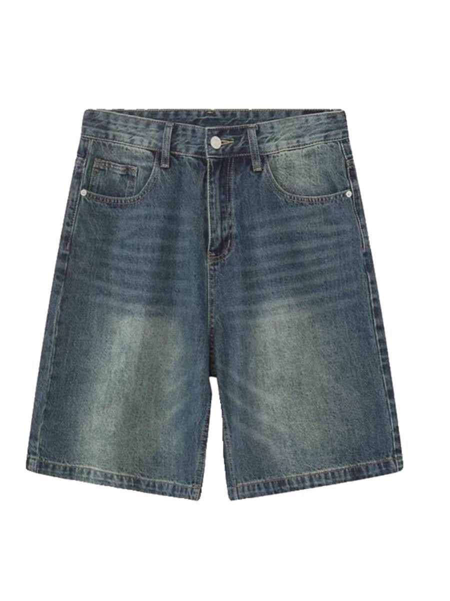 Summer Denim shorts for Men and Women Wide Leg Baggy Drawstring Cargo Short