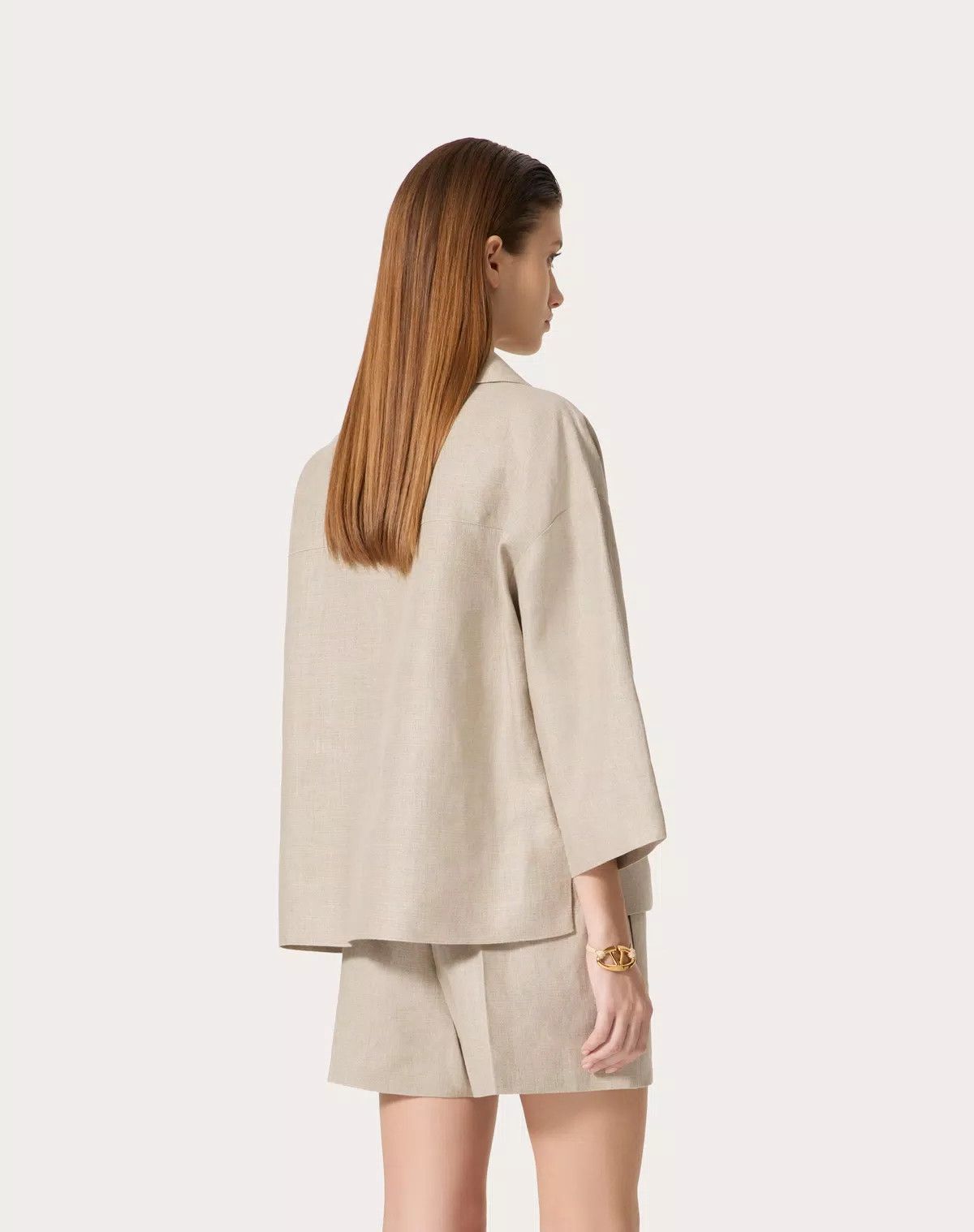 Valentino o1s1wg110625 Linen Canvas Top in Beige Size M / US 6-8 / IT 42-44 - 5 Thumbnail