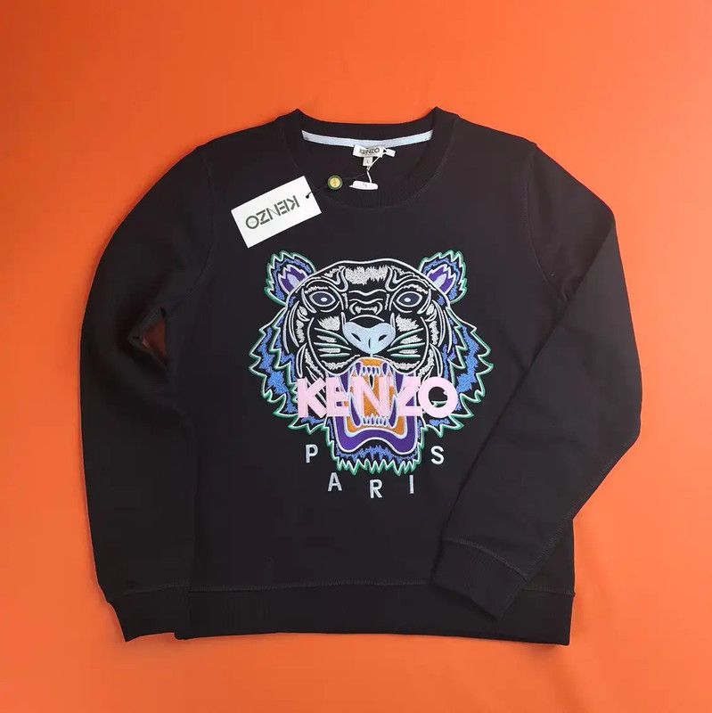 Kenzo KENZO Black Cotton Embroidered Sweatshirt for Women 0089 Size L / US 10 / IT 46 - 1 Thumbnail