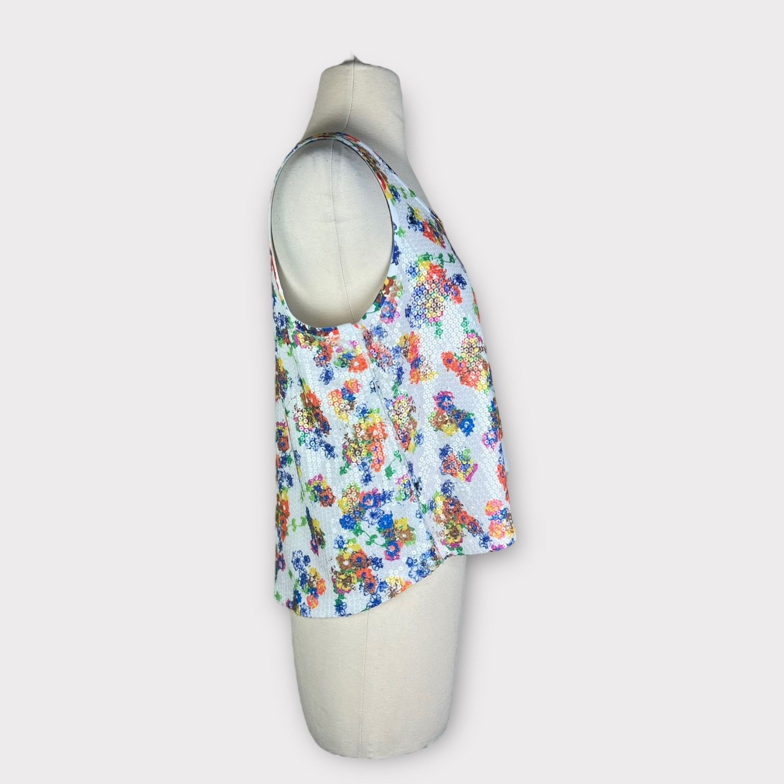 Vintage Material Girl | Vintage Y2K Floral Sequin Tank Top | Medium Size M / US 6-8 / IT 42-44 - 7 Thumbnail