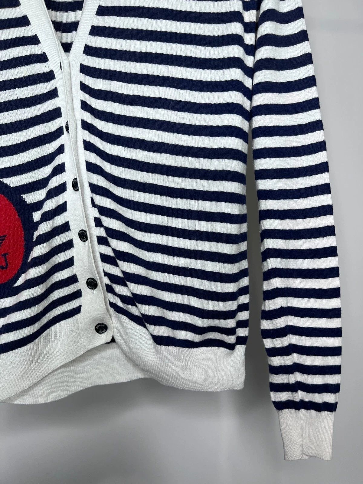 Armani Armani Jeans Womens Striped V-Neck Cotton Cardigan Size S-M Size S / US 4 / IT 40 - 5 Thumbnail