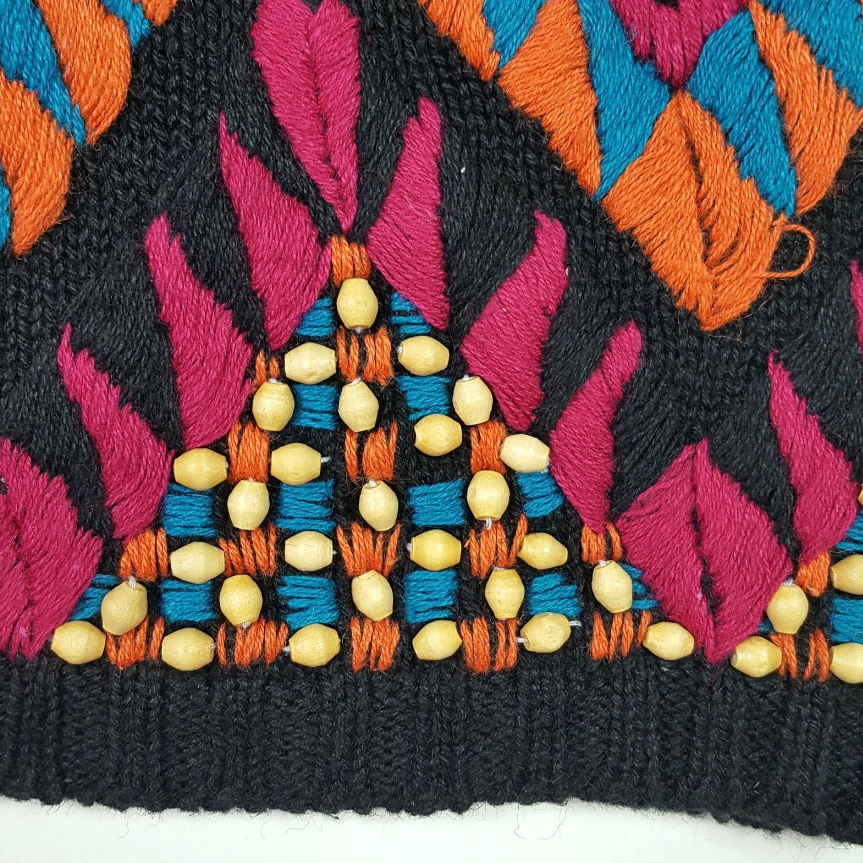 Vintage VINTAGE Beaded Aztec Western Size M Knit Southwestern Black Pullover Sweater Size M / US 6-8 / IT 42-44 - 4 Thumbnail