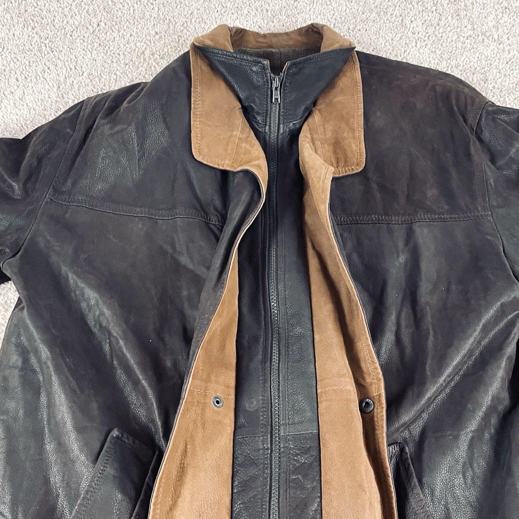 Vintage VINTAGE Remy Leather Jacket 40 Brown Men's Jacket Bomber Coat Snap Zip Lined USA Made 90s 80s Classic Outdoor Casual Size US XXS / EU 40 - 3 Thumbnail