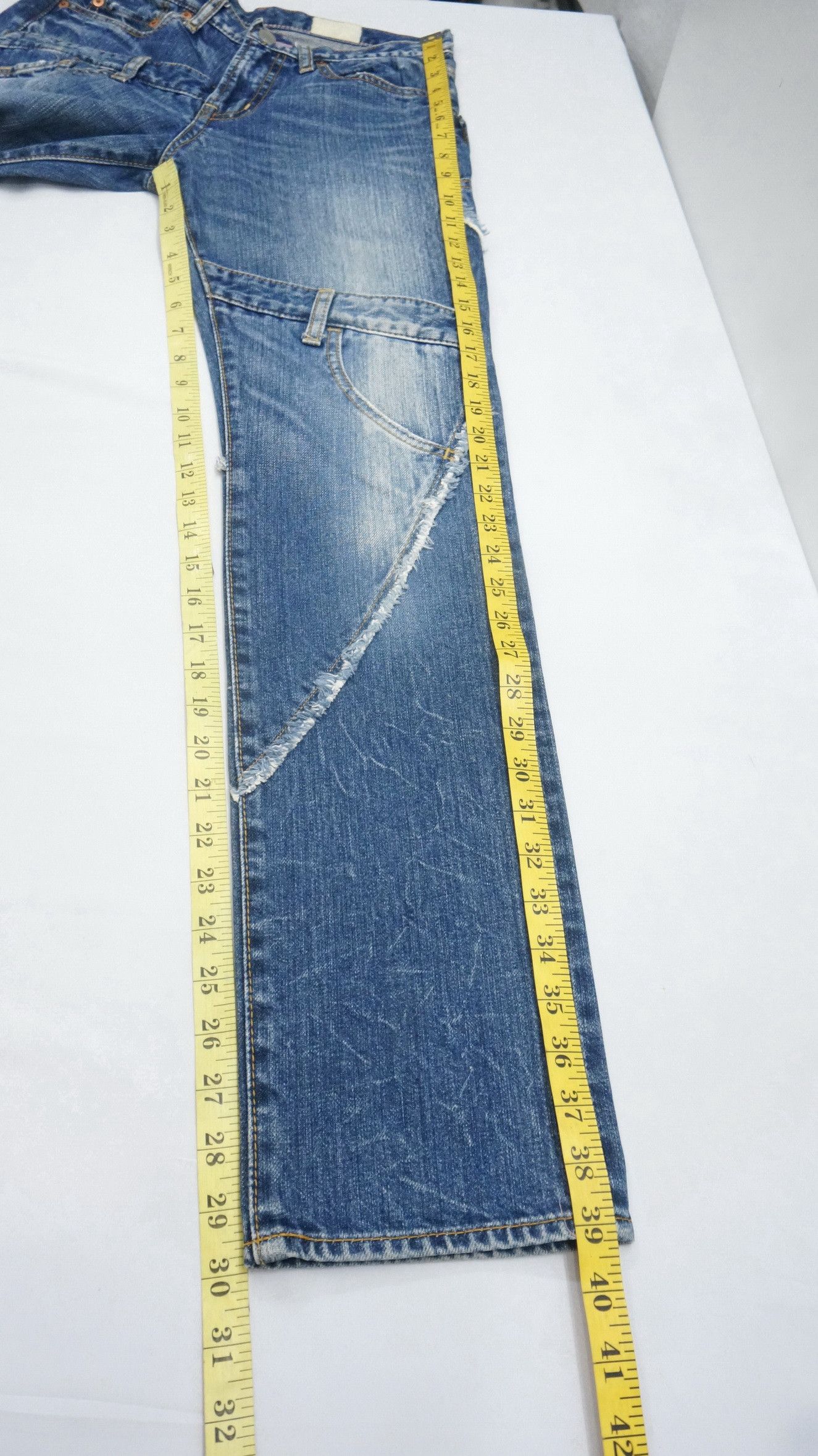 Japanese Brand ANTGAUGE Patchwork Lowrise Blue Jeans Size US 28 / EU 44 - 8 Thumbnail