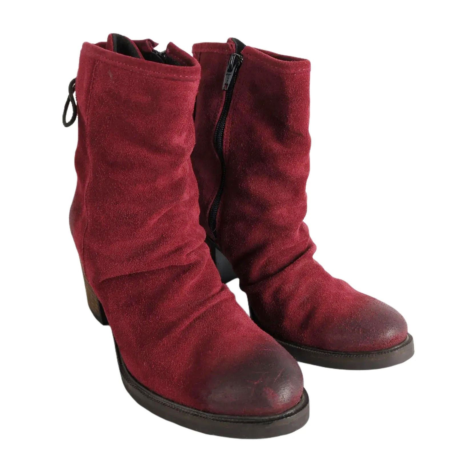 Other UK Bos & Co Barlow Women's 8 Red Suede Ankle Booties Size US 8 / IT 38 - 2 Thumbnail