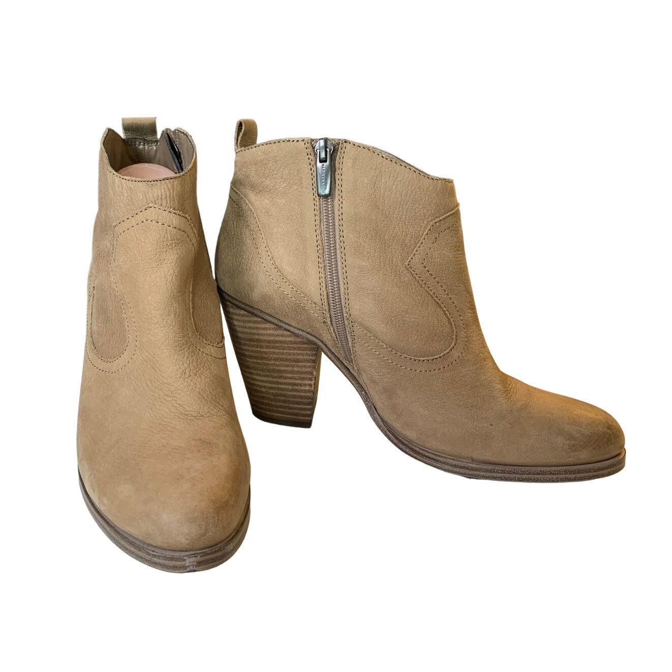 Vince Camuto Vince Camuto Womens Sz 10M Ankle Booties Tan Suede Leather Size US 10 / IT 40 - 1 Thumbnail