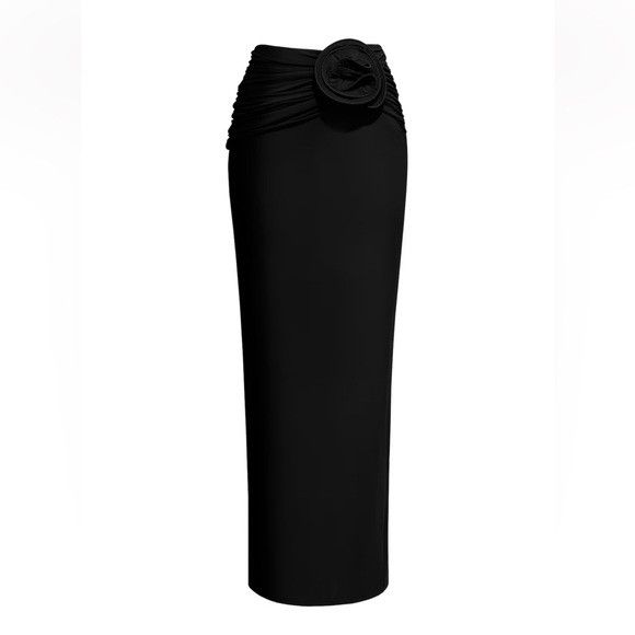 Magda Butrym Magda Butrym x H&M Midi Rose Black Skirt Size 28" / US 6 / IT 42 - 1 Thumbnail