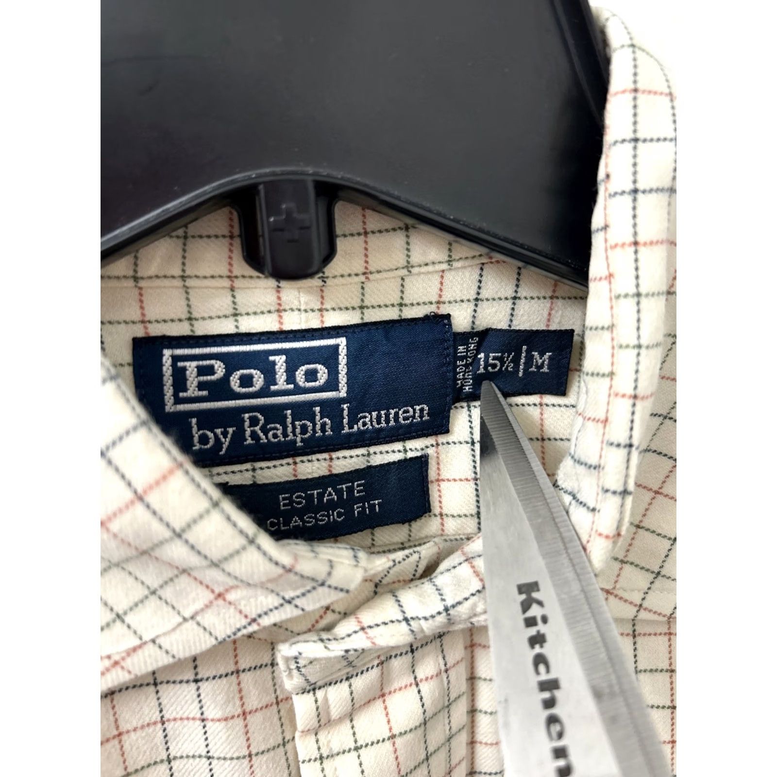 Polo Ralph Lauren VINTAGE Polo Ralph Lauren Estate Shirt Mens M Beige Plaid Button-Up L/S Classic Fit Embroidered Size US M / EU 48-50 / 2 - 5 Thumbnail