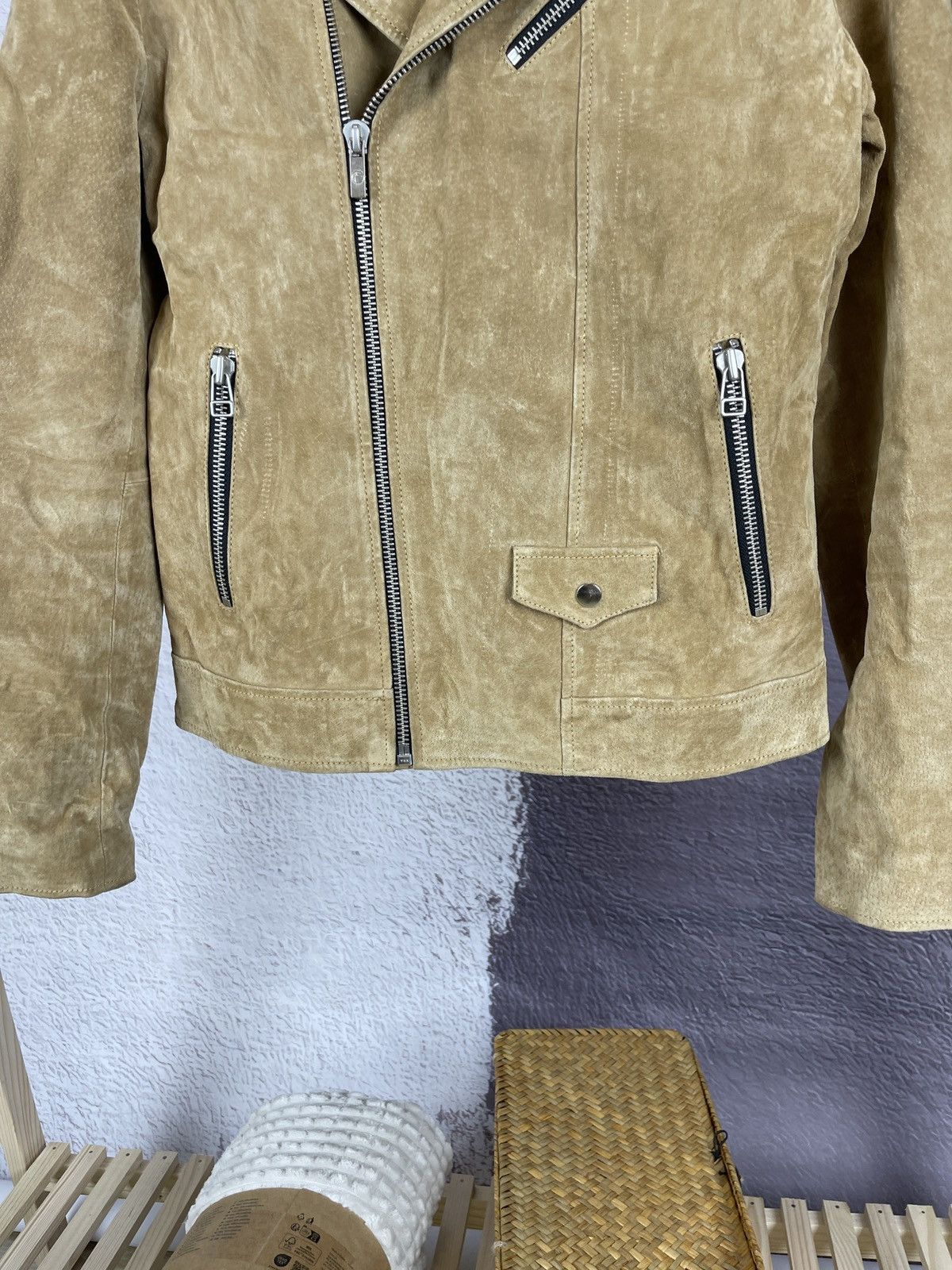 Genuine Leather Goosecraft brown Simpson JR suede leather motorcycle jacket Size US L / EU 52-54 / 3 - 6 Thumbnail