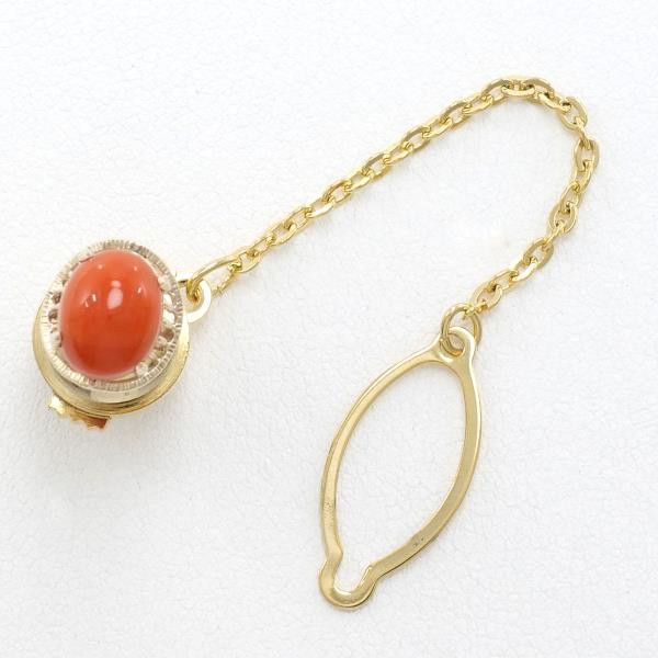 Other Other K10 Yellow Gold Alloy Coral Pin Brooch 9mm×8mm Metal Brooch in Great Condition Size ONE SIZE - 1 Thumbnail