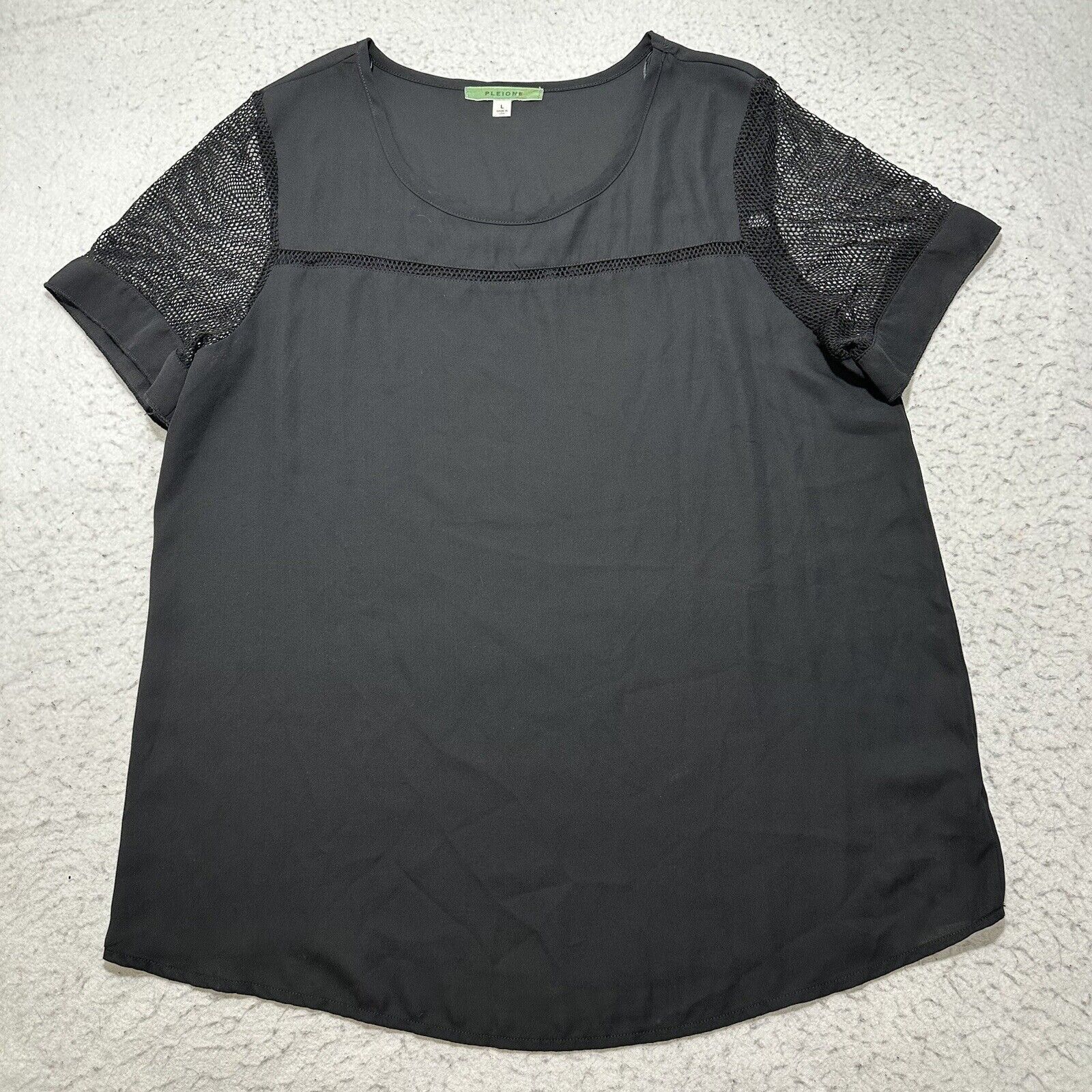 Other Pleione Large Lightweight T Shirt Blouse Mesh Sleeves Black Size L / US 10 / IT 46 - 1 Thumbnail