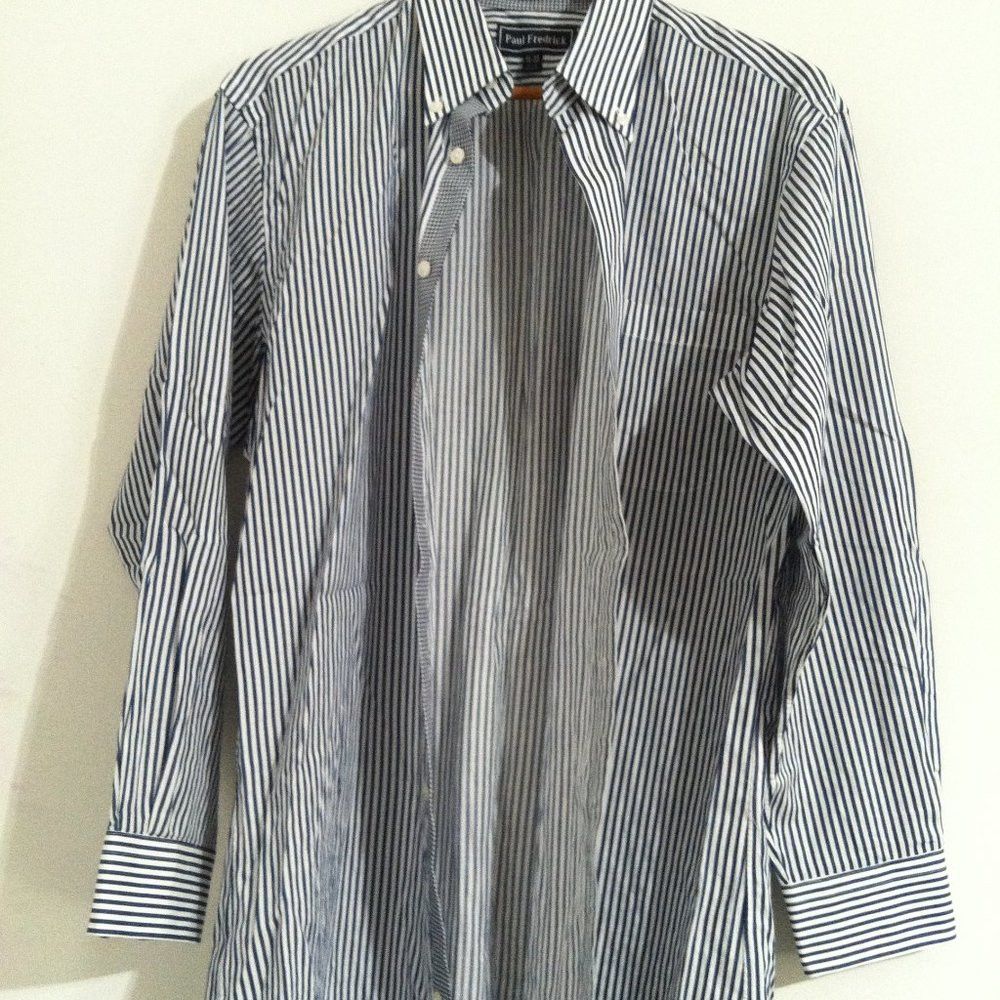Paul Fredrick PAUL FREDRICK MENS BLACK COTTON DRESS SHIRT SIZE: 16-33 Size US L / EU 52-54 / 3 - 3 Thumbnail