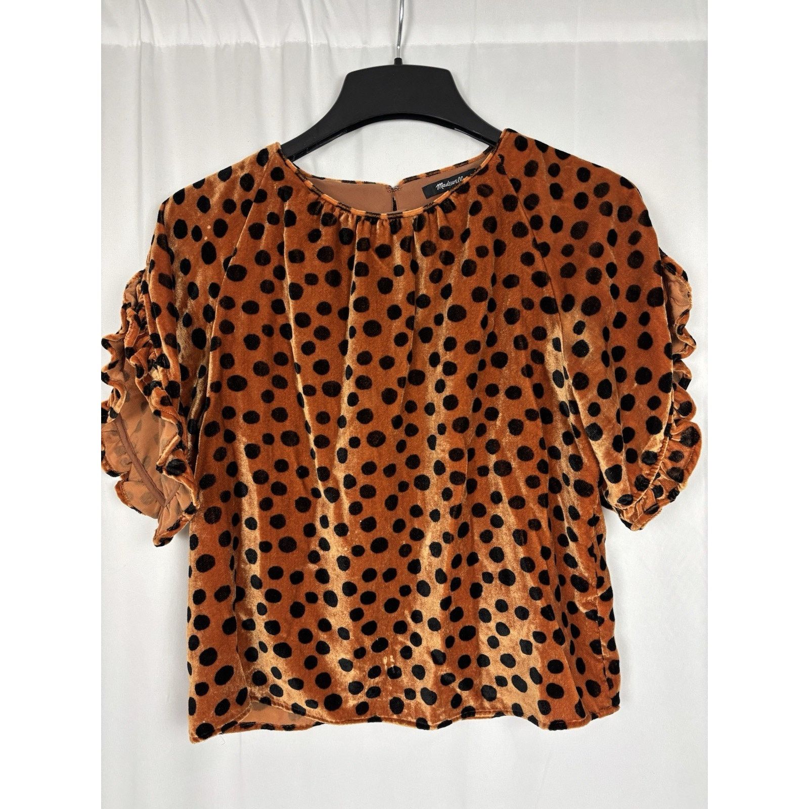 Madewell Madewell Ruffle Short Sleeve Top Velvet Orange Black Size S Size S / US 4 / IT 40 - 1 Thumbnail