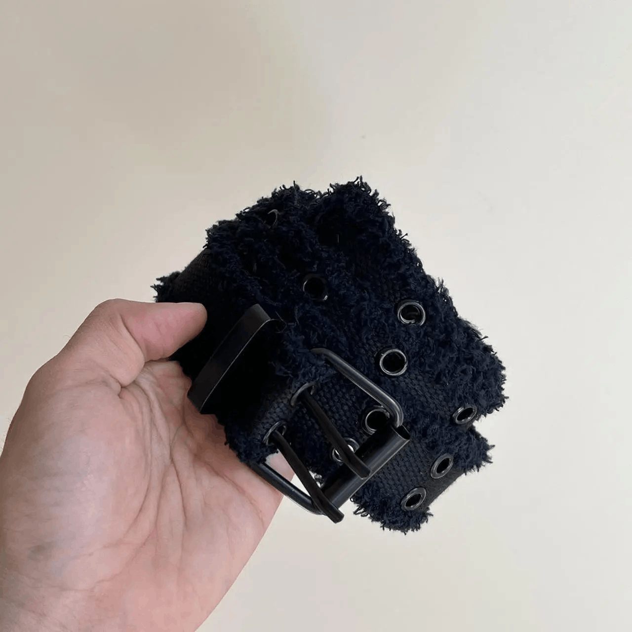 Other 2000s round studded fur frayed black grunge belt Size ONE SIZE - 5 Thumbnail