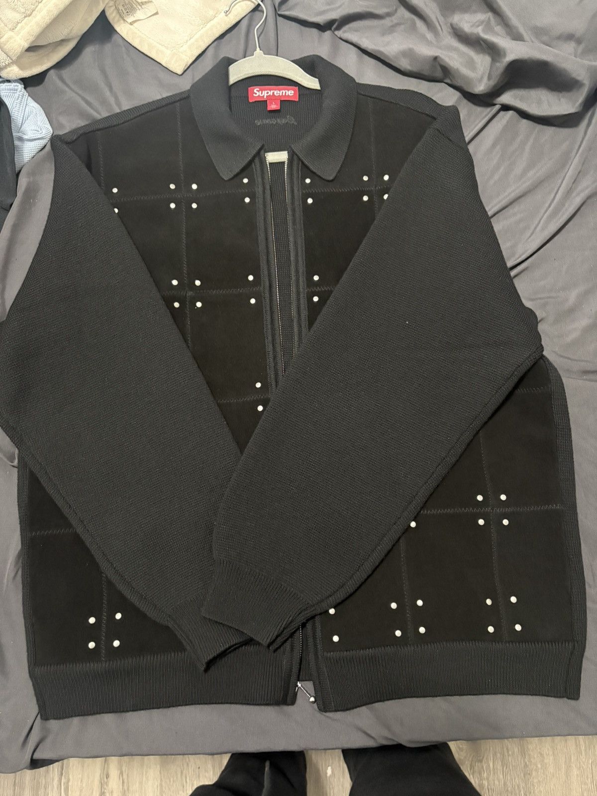 Supreme Supreme Studded Suede Zip Up Cardigan 'Black Size US L / EU 52-54 / 3 - 4 Thumbnail