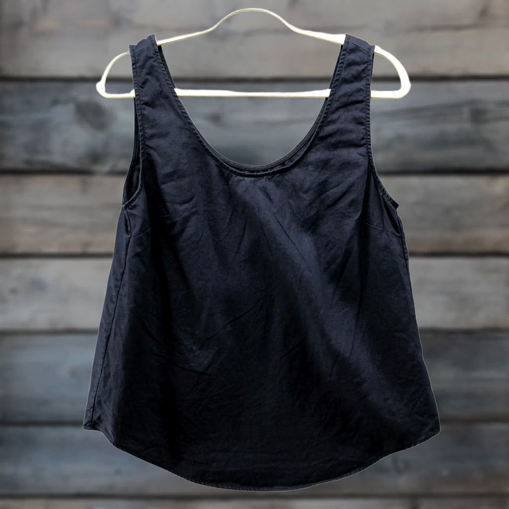 Country Road Country Road Tank Top Womens 10 Navy Blue Scoop Neck Linen Sleeveless Organic French Linen Casual Summer Lounge Minimalist Women Size L / US 10 / IT 46 - 1 Thumbnail