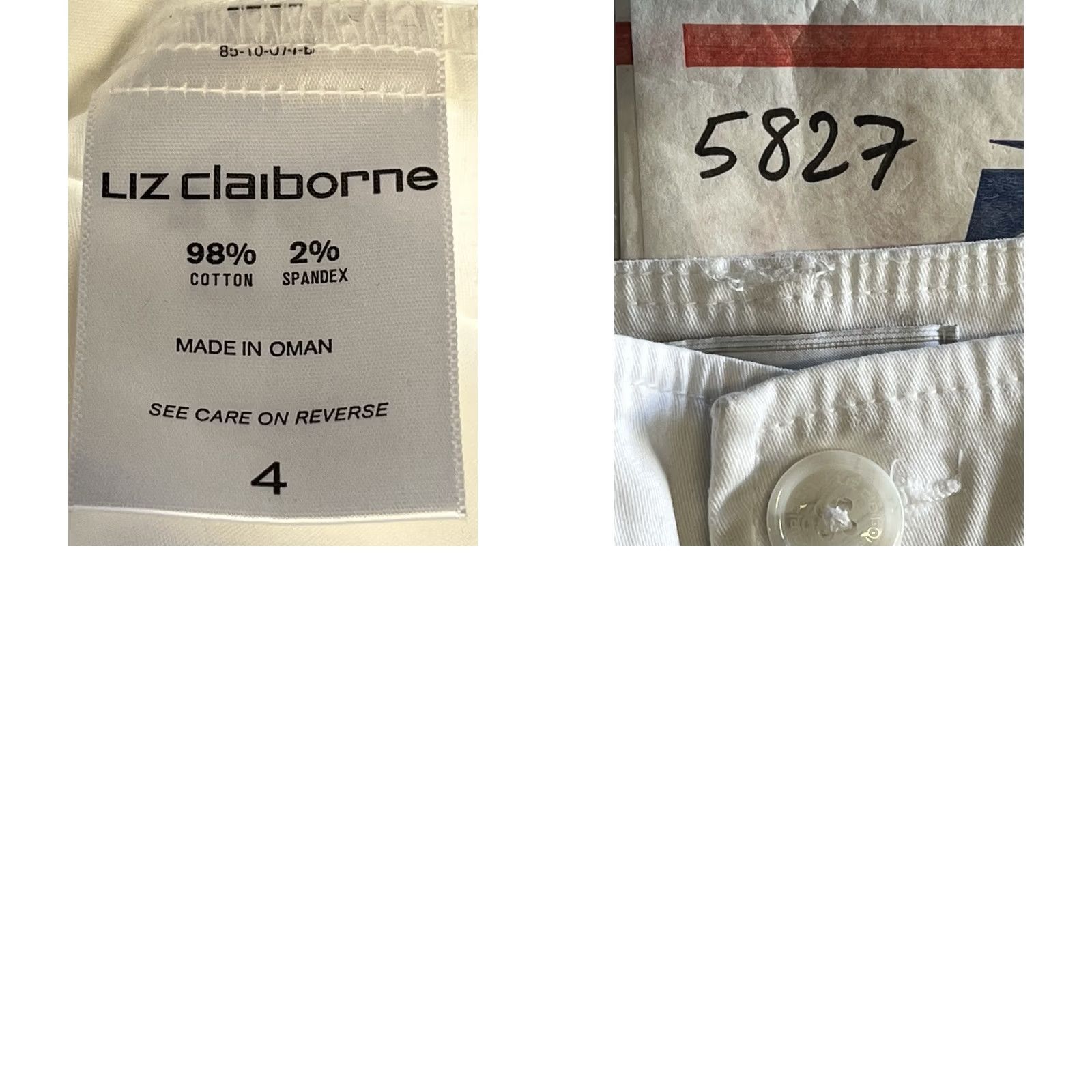 Liz Claiborne Liz Claiborne Pants Women Size 4 White Tapered Stretch Flat Front Regular Pants Khakis Pockets Size 27" / US 4 / IT 40 - 8 Thumbnail