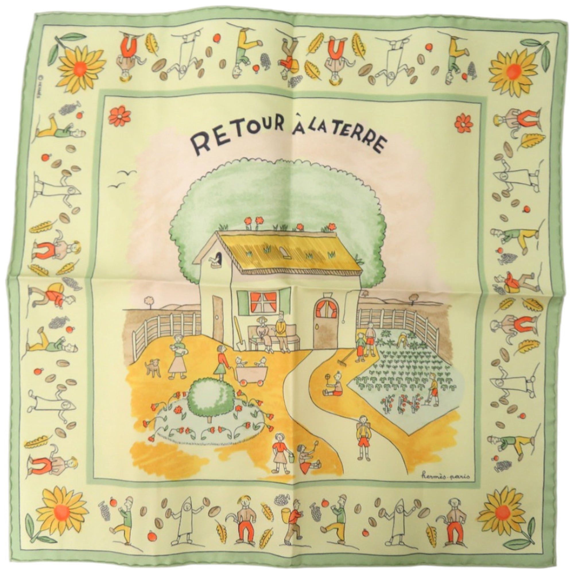 Hermes Hermes Unused Hermès Carré 45 Pocket Square, Petit Carré, RETOUR A LA TERRE (Return Home) Silk Multicolor Scarf/Muffler 0294 Size ONE SIZE - 1 Thumbnail
