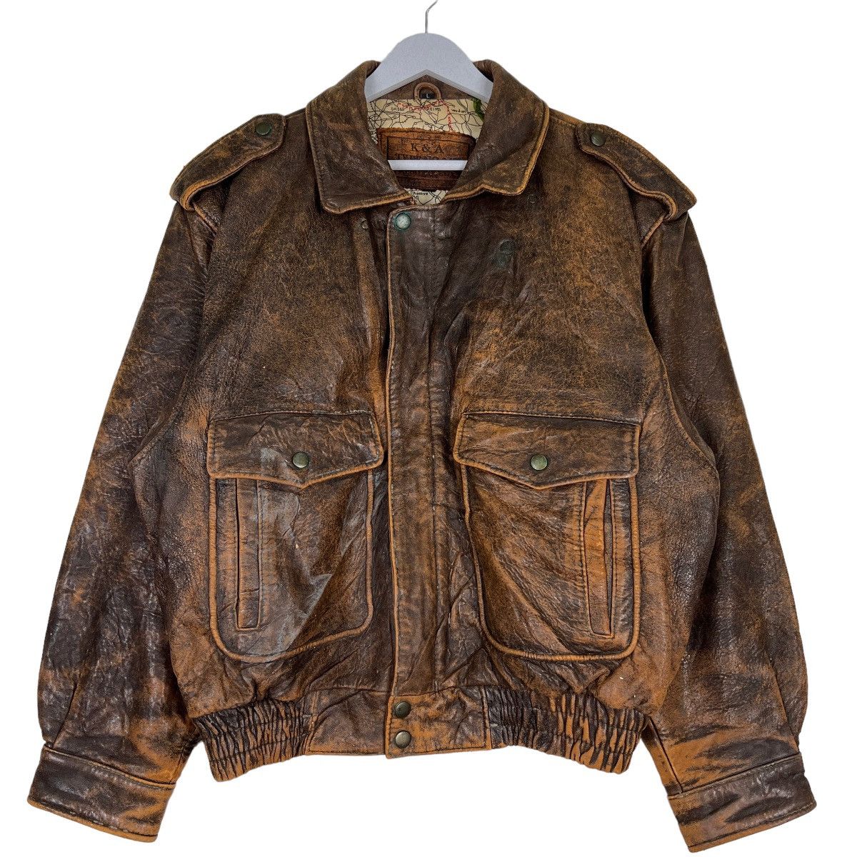 Japanese Brand 🔥 TRUE VINTAGE K&A LEATHER BOMBER JACKET Size US L / EU 52-54 / 3 - 1 Thumbnail